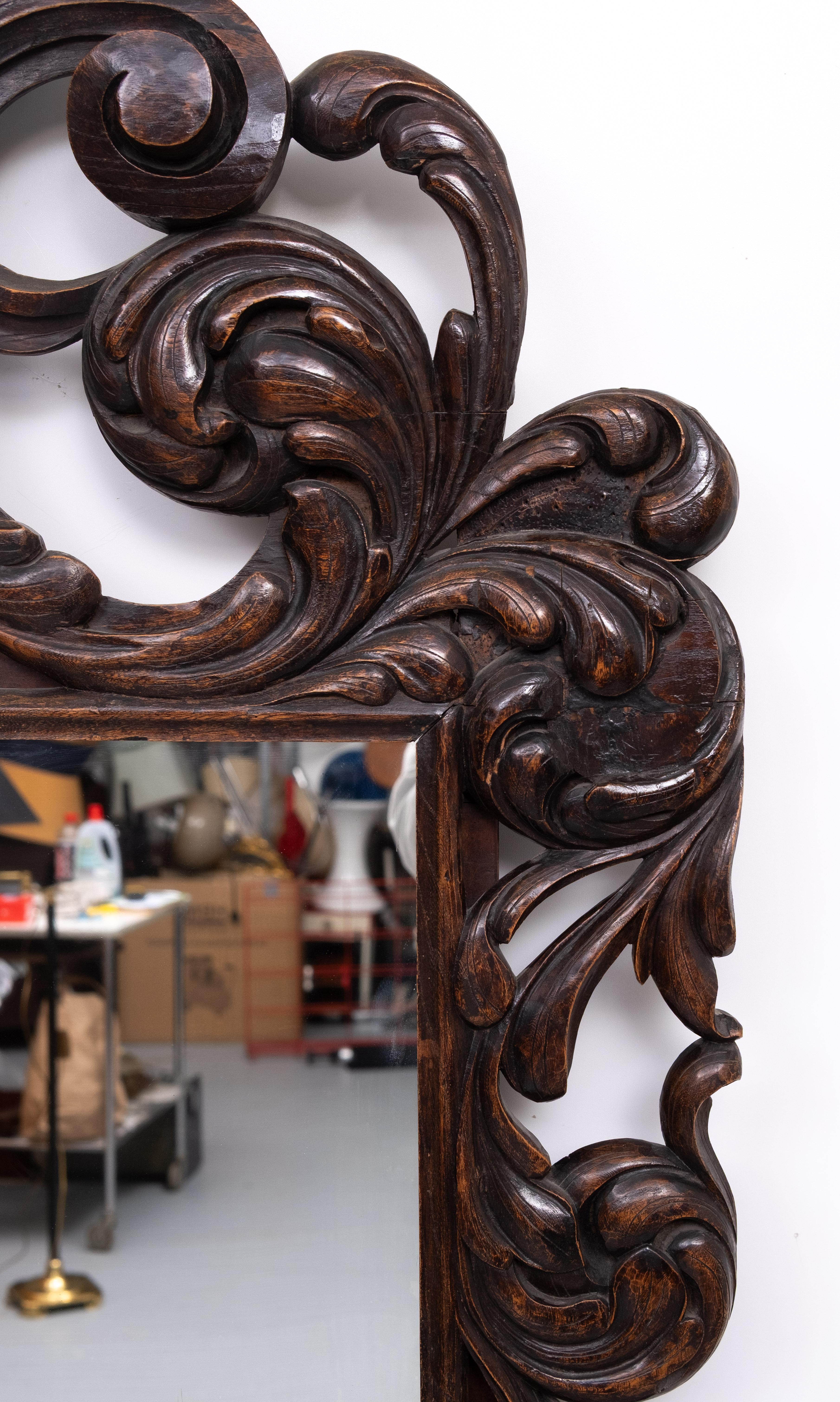 Impressive  Monumental 18 Century  Antique  Cherub Oak  mirror  Holland in vendita 9