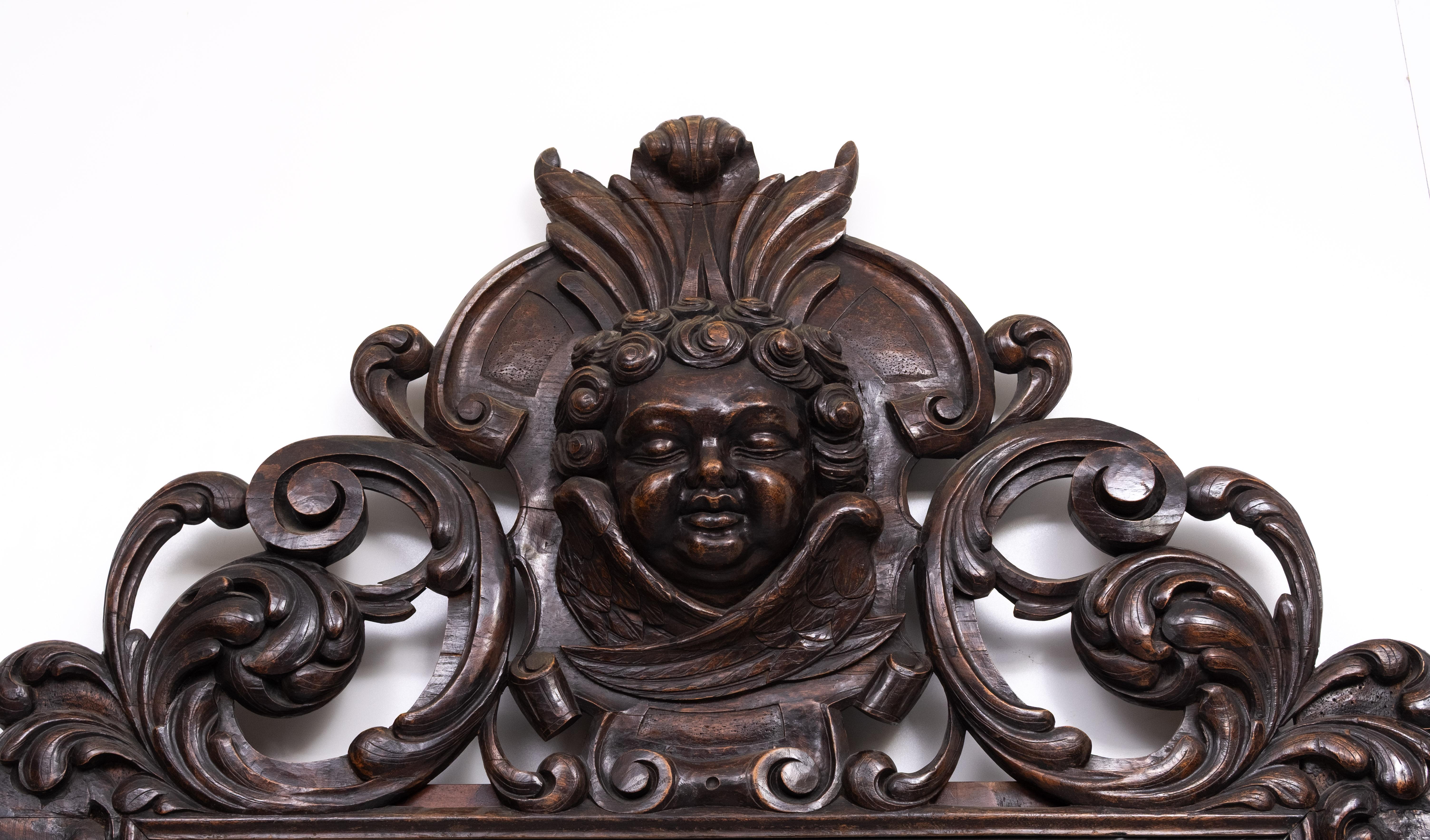 Impressive  Monumental 18 Century  Antique  Cherub Oak  mirror  Holland in vendita 2