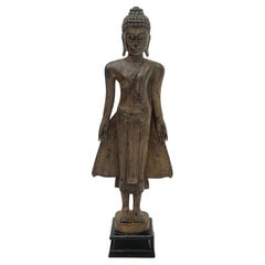 Impressive Monumental Carved Buddha Sculpture with Burnished Gold Patina