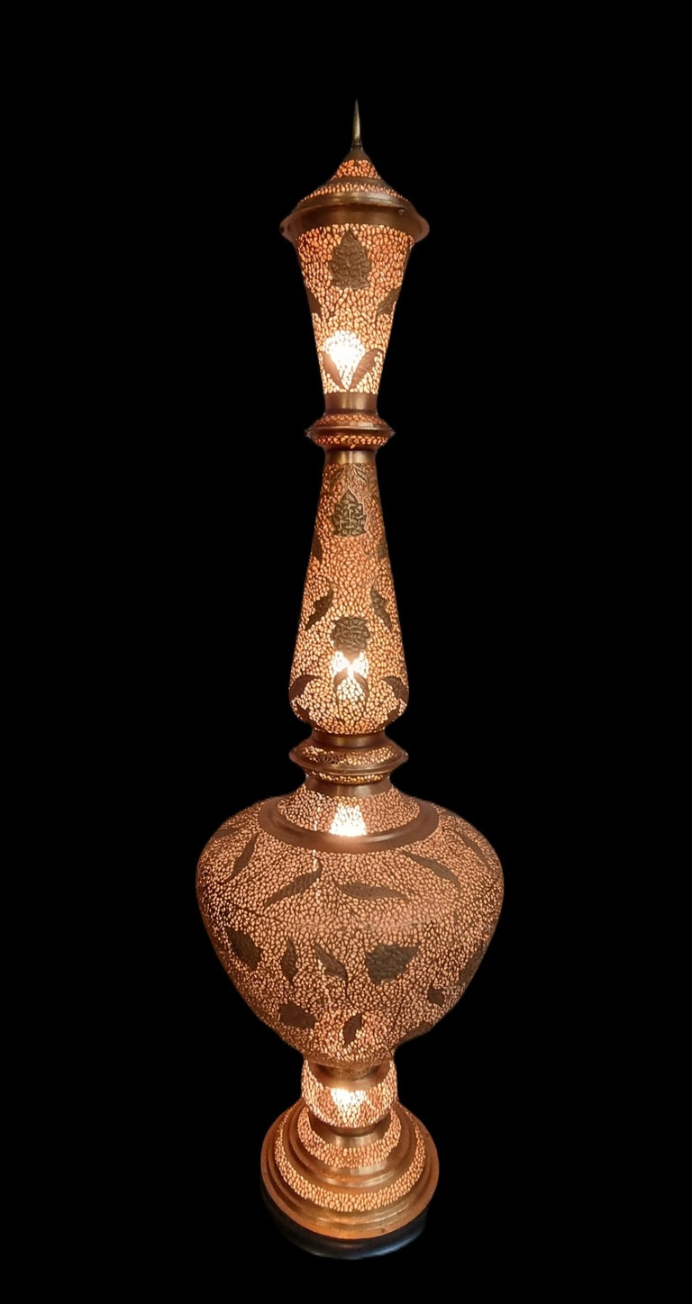 Impressive Moroccan Hand Hammered and Pierced Copper Floor Lamp Mid 20th  Century For Sale at 1stDibs