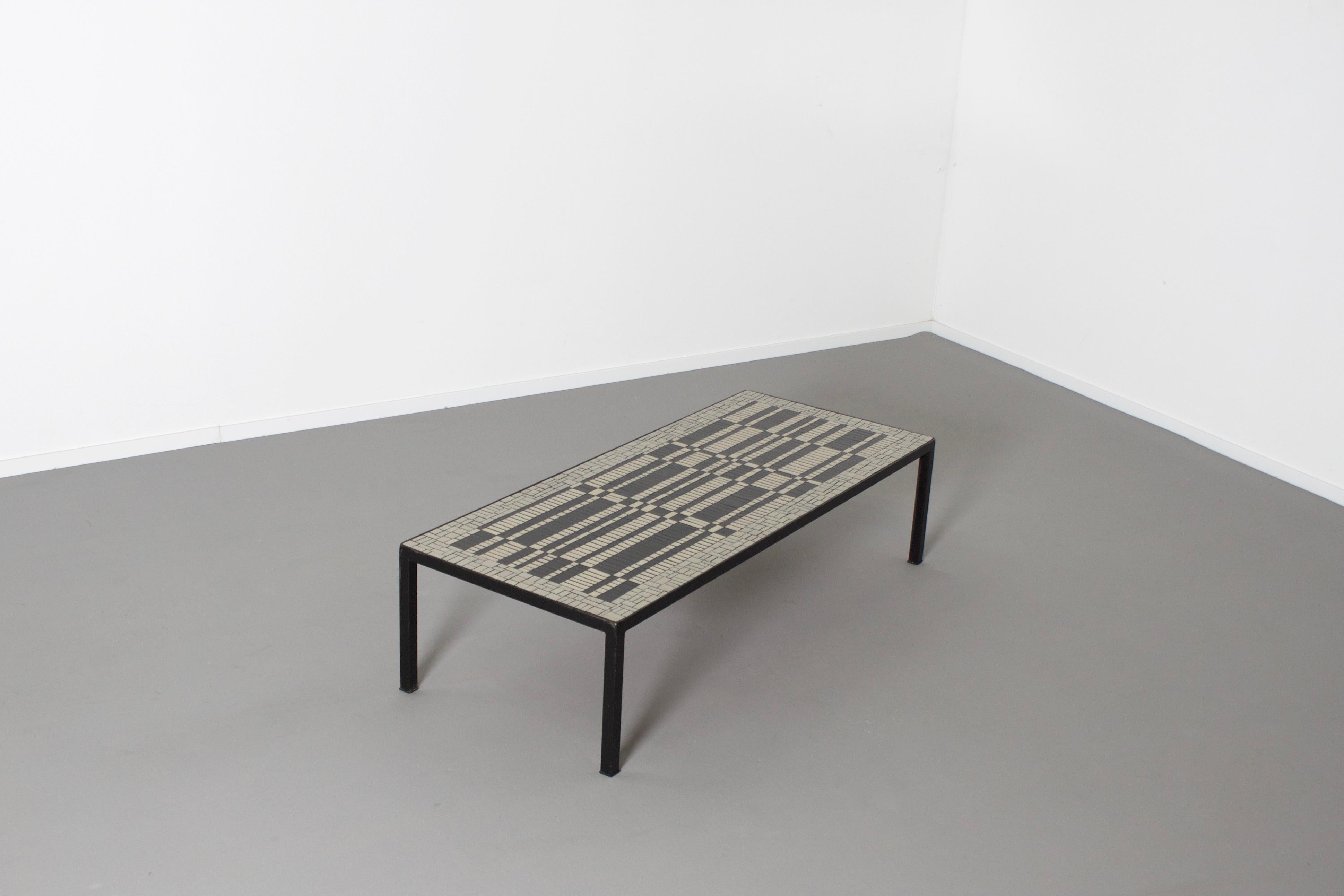 Mid-Century Modern Impressive Mosaic Black & White Tile Coffee Table by Berthold Müller, 1960s