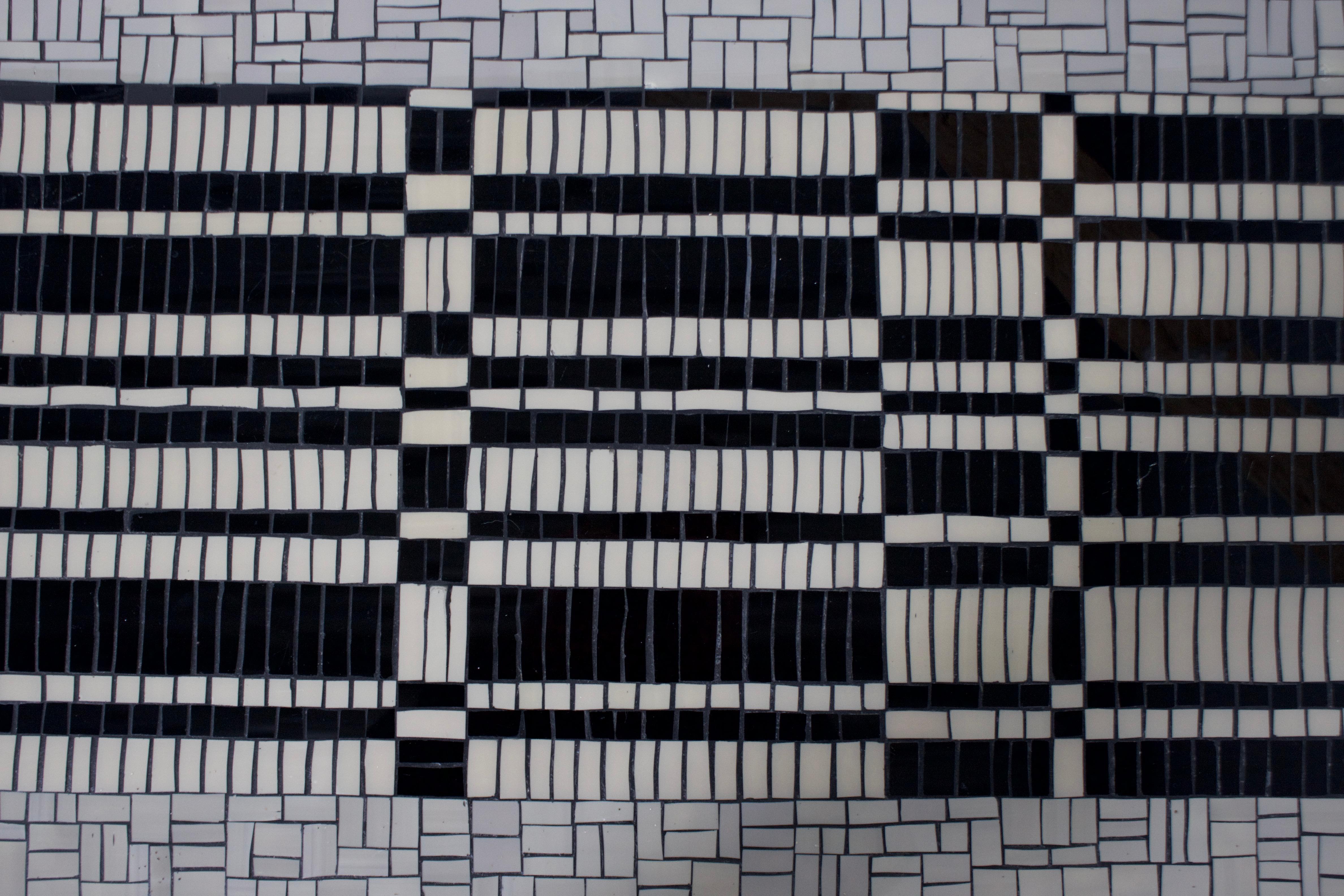 Metal Impressive Mosaic Black & White Tile Coffee Table by Berthold Müller, 1960s