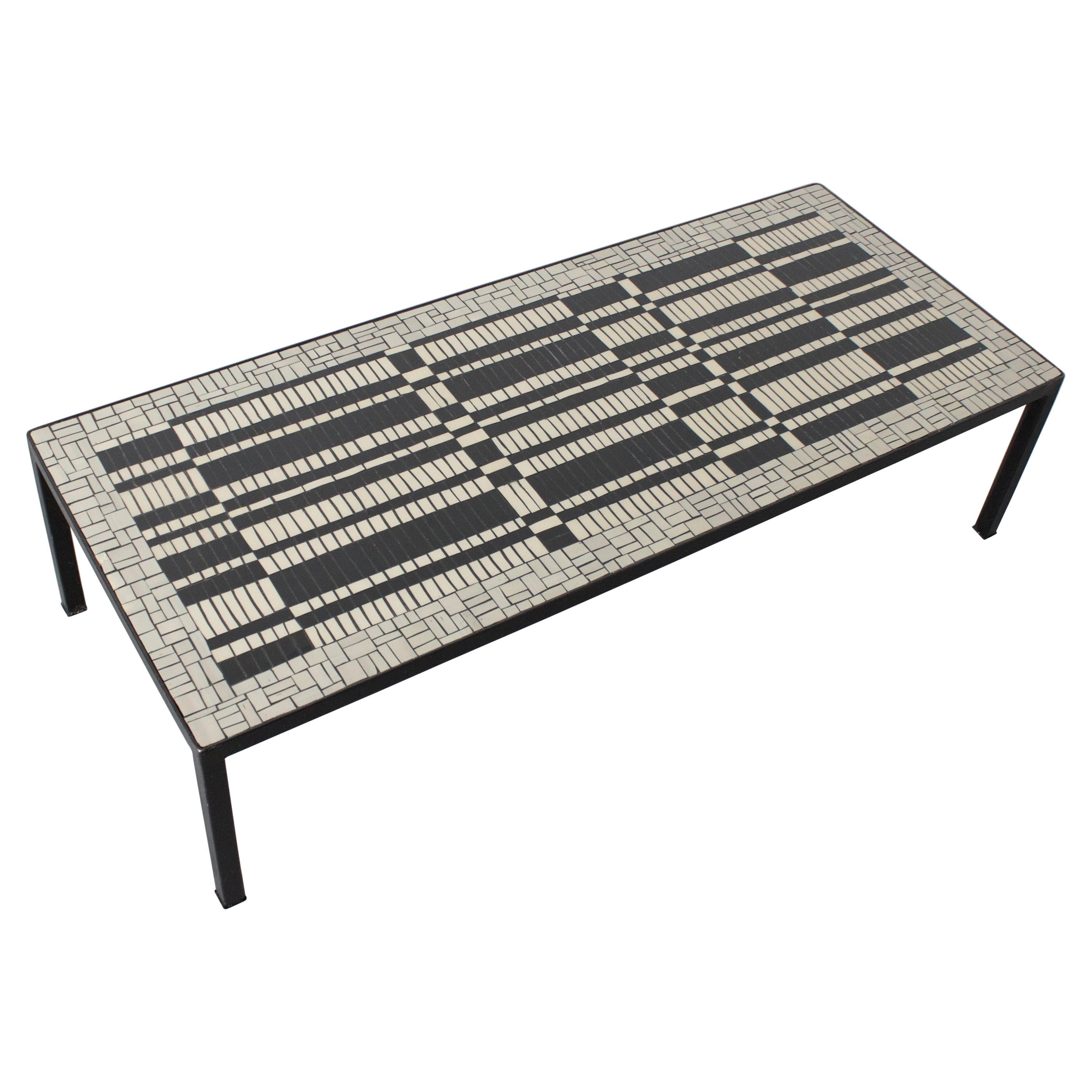 Impressive Mosaic Black & White Tile Coffee Table by Berthold Müller, 1960s