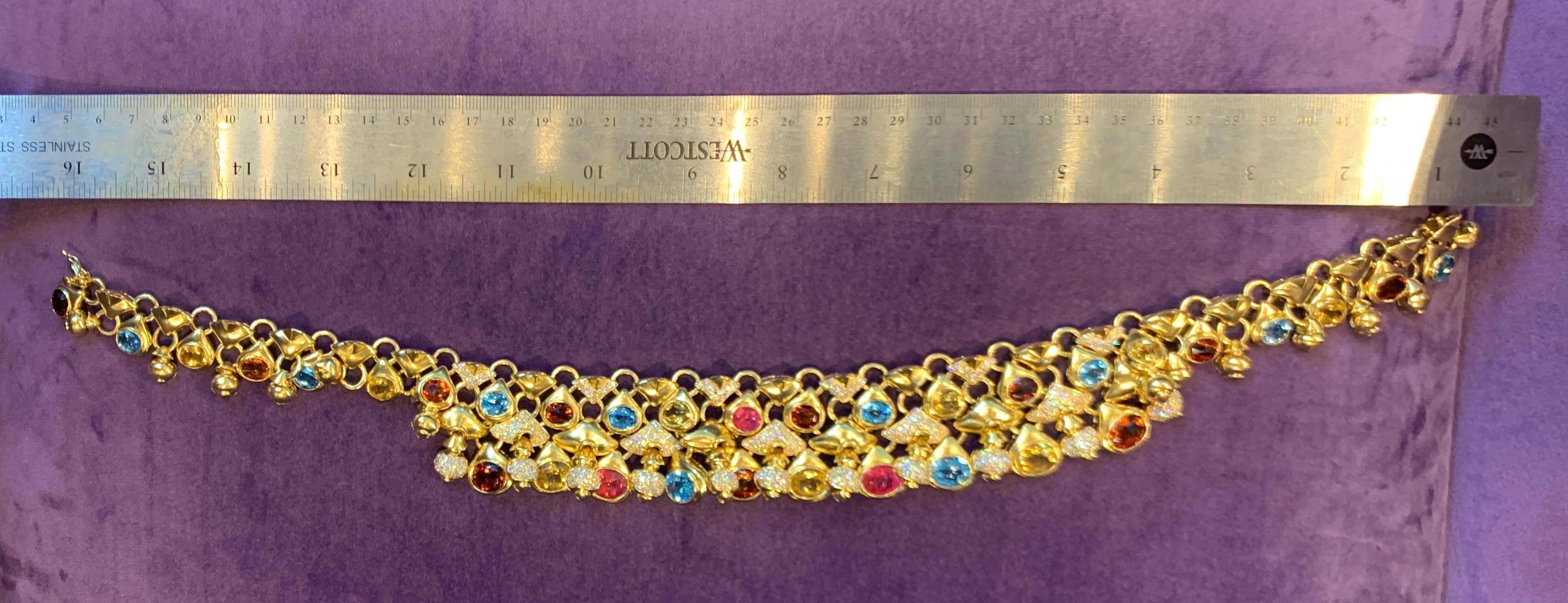 Impressive Multi Gem and Diamond Gold Necklace by Moussaieff 2