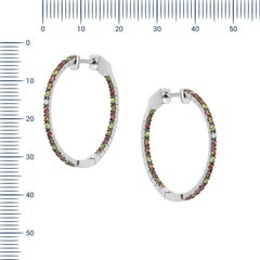 Impressive Multi Sapphire Diamond White Gold Hoop Earrings