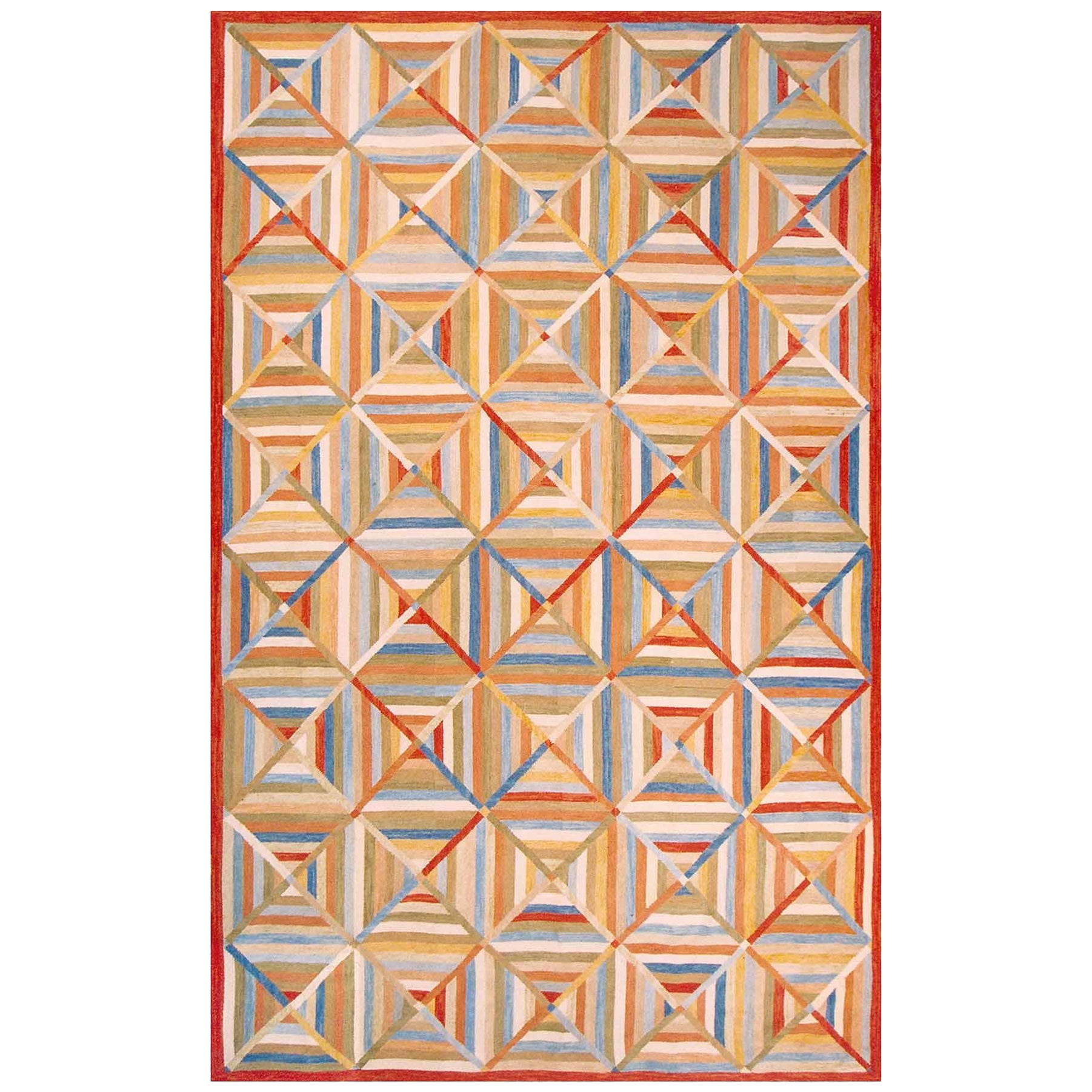 Impressive Multicolor Diamond Pattern Contemporary American Hooked Rug 10 x 14