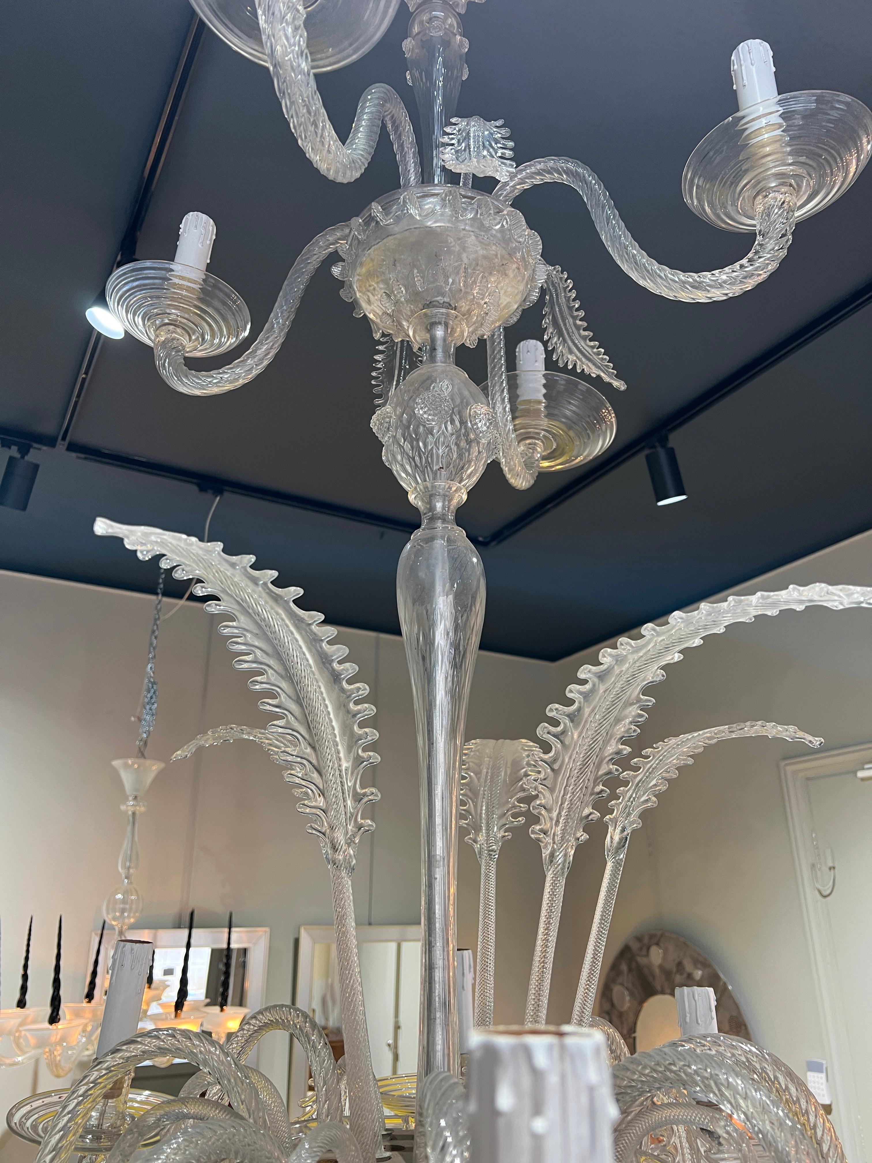 Mid-Century Modern Impressive Murano Chandelier 12 Arms circa 1930