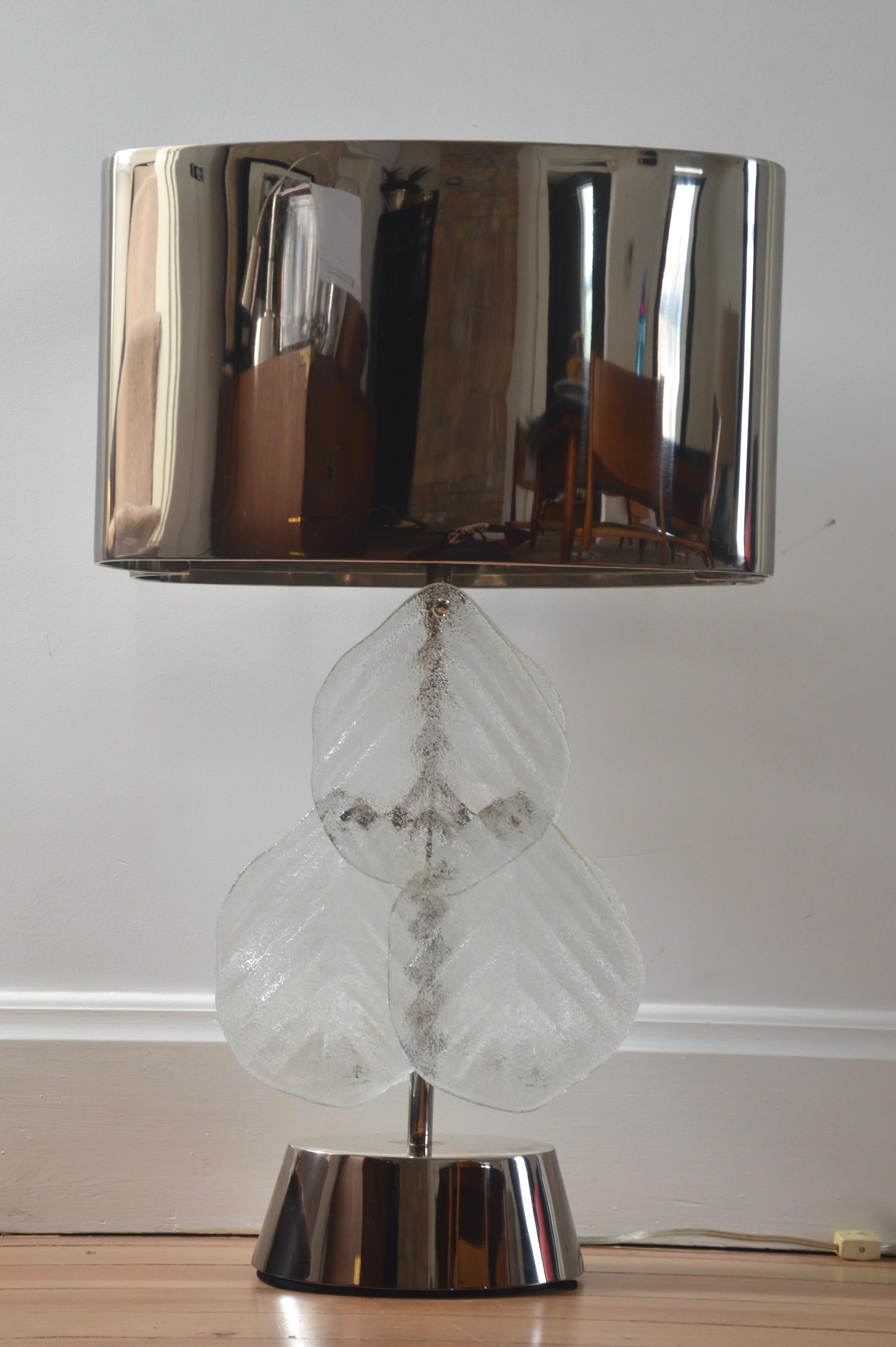 Contemporary Impressive Murano Glass and Chrome Table Lamp For Sale
