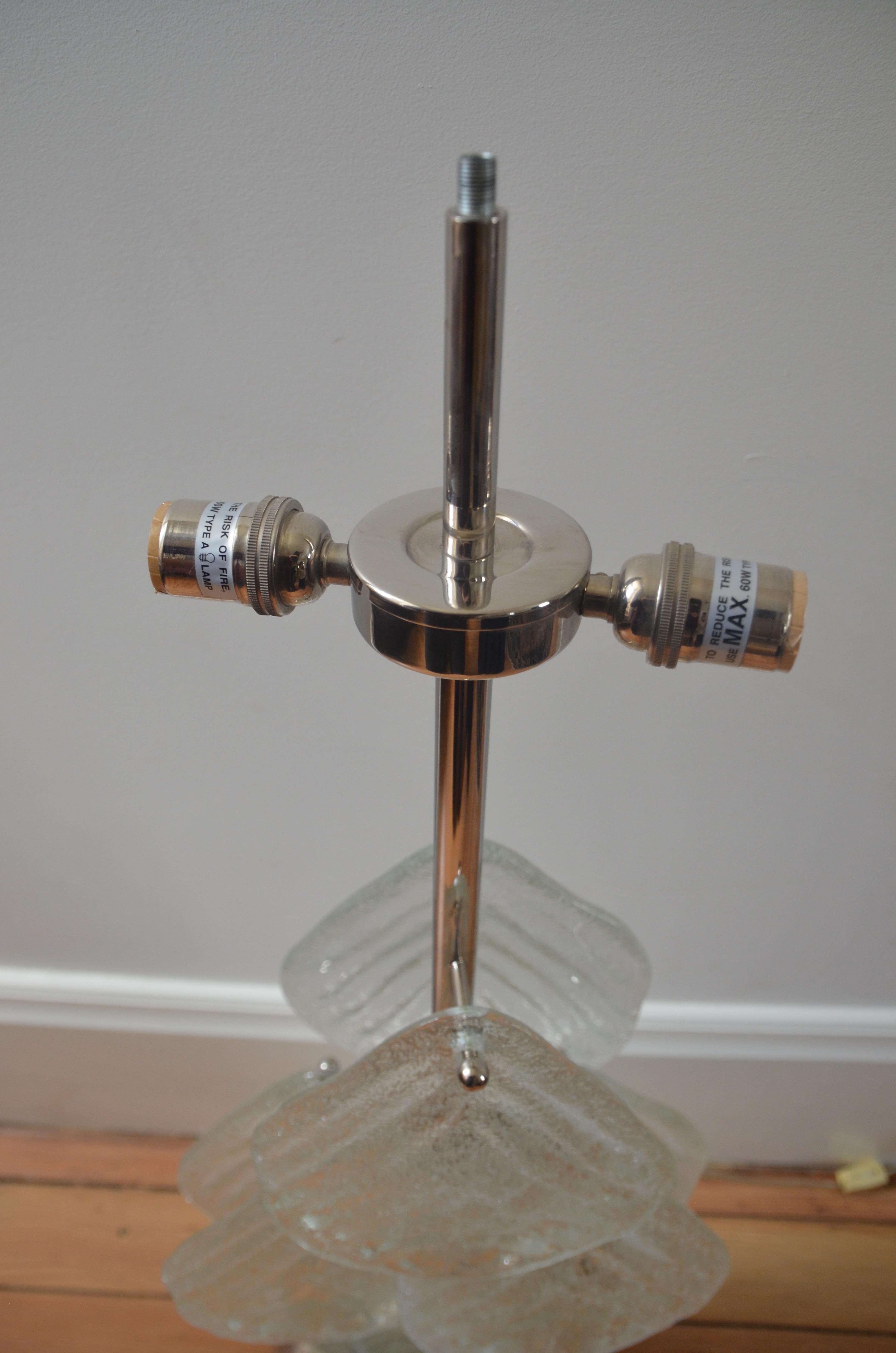 Impressive Murano Glass and Chrome Table Lamp For Sale 2