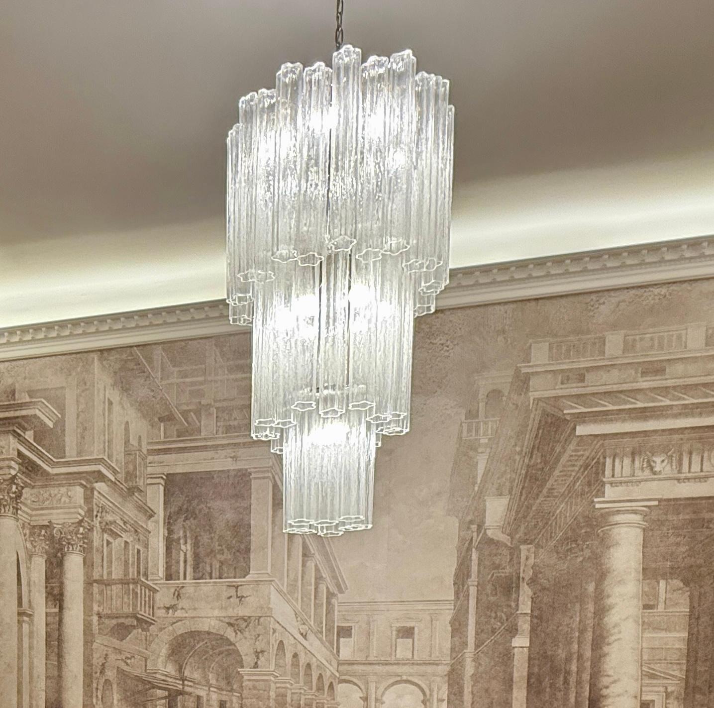 Impressive Murano Glass Tronchi Chandelier 1970' In Excellent Condition For Sale In Rome, IT