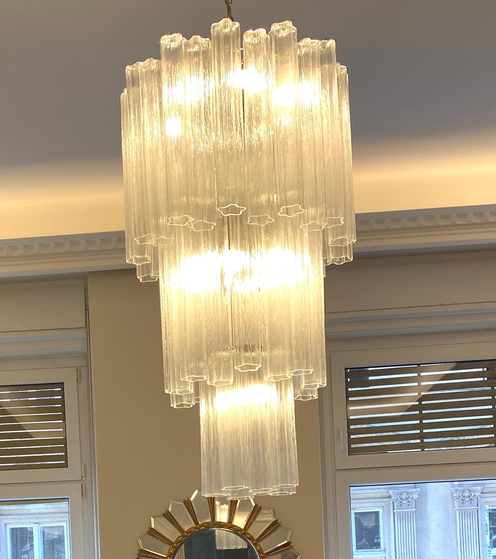 Mid-20th Century Impressive Murano Glass Tronchi Chandelier 1970' For Sale