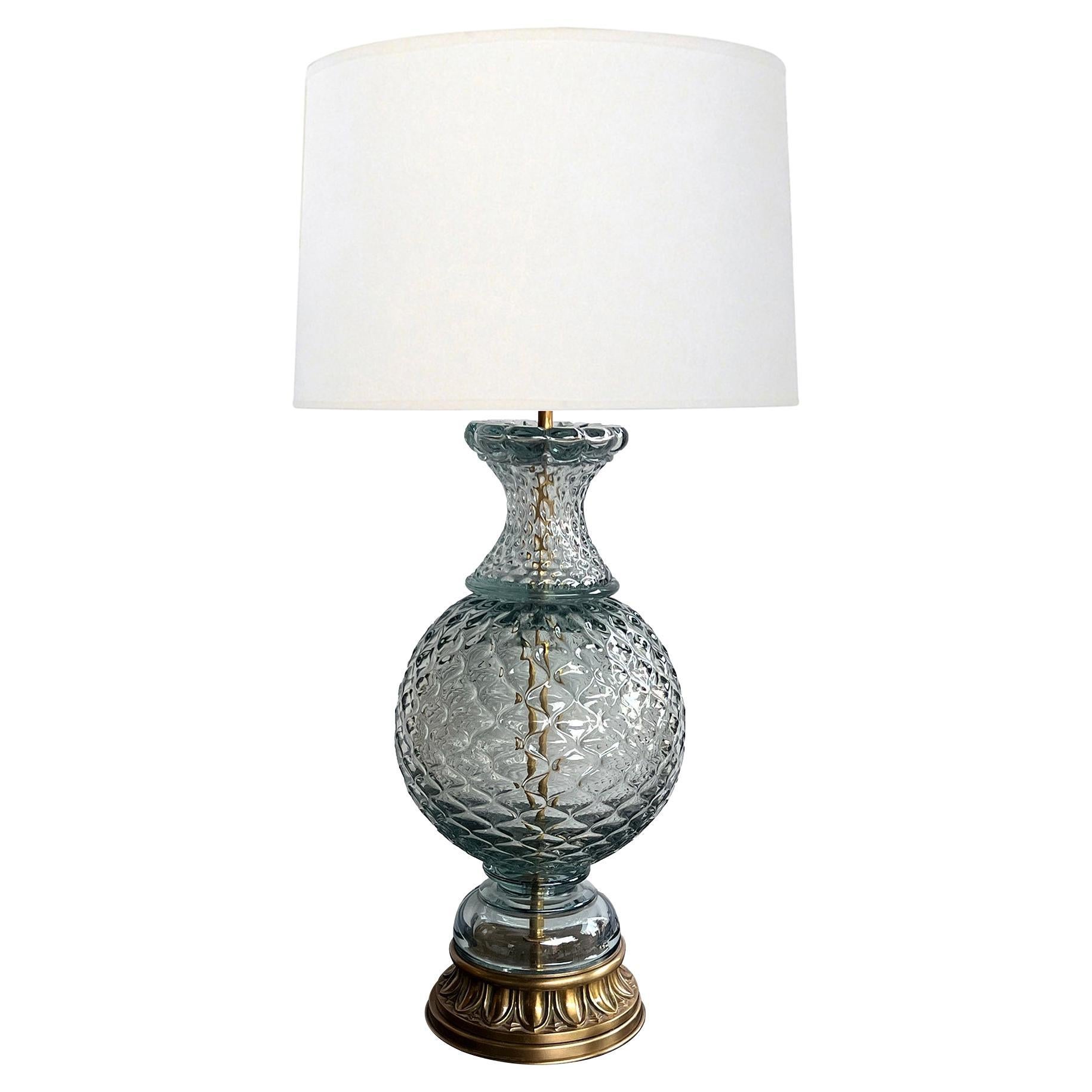 Impressive Murano Gray-Blue Pineapple-form Lamp by Seguso for Marbro