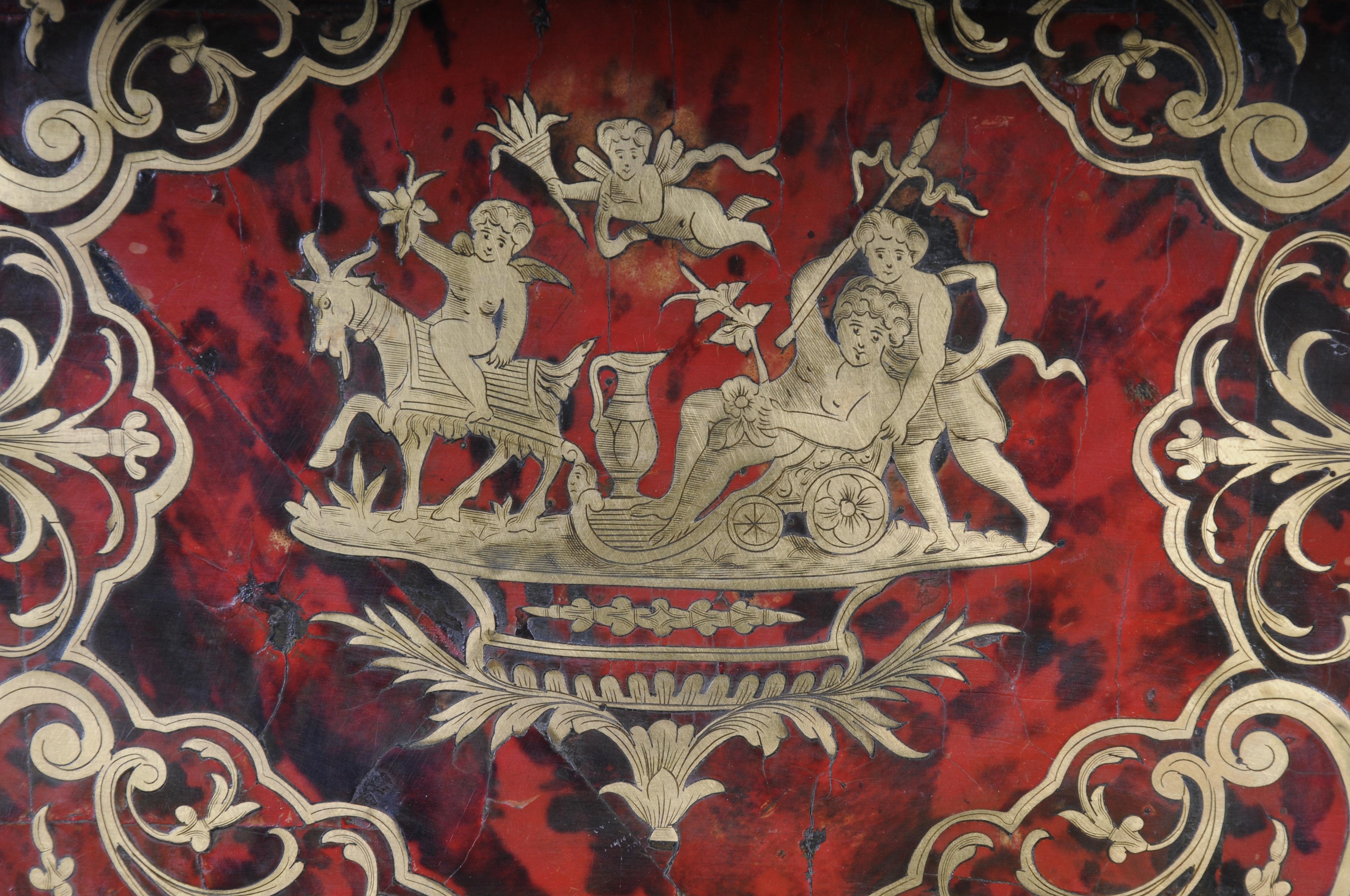 Impressionnante table de salon Napoléon III avec incrustations Boulle vers 1870 en vente 4