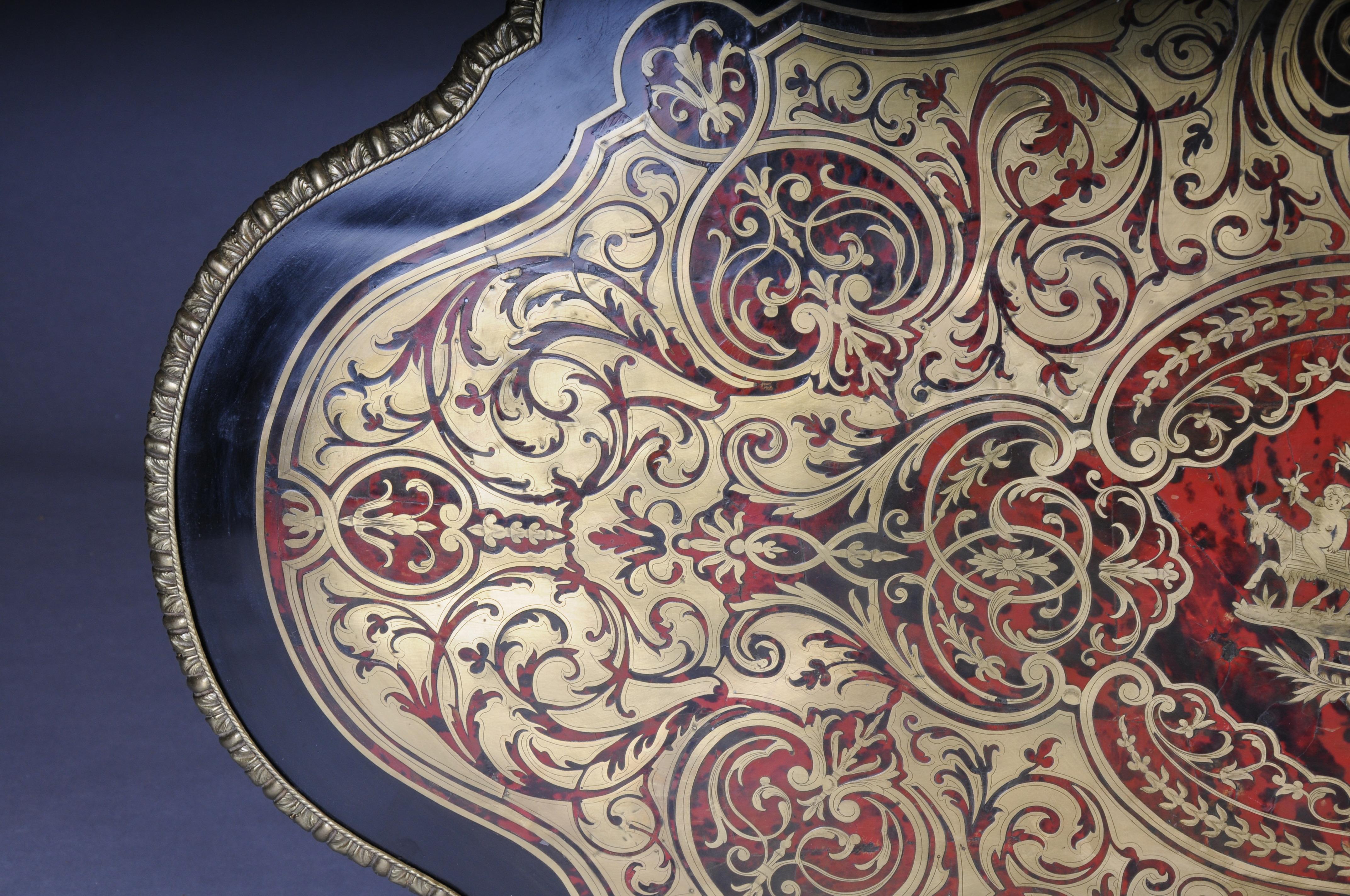 Impressionnante table de salon Napoléon III avec incrustations Boulle vers 1870 en vente 5