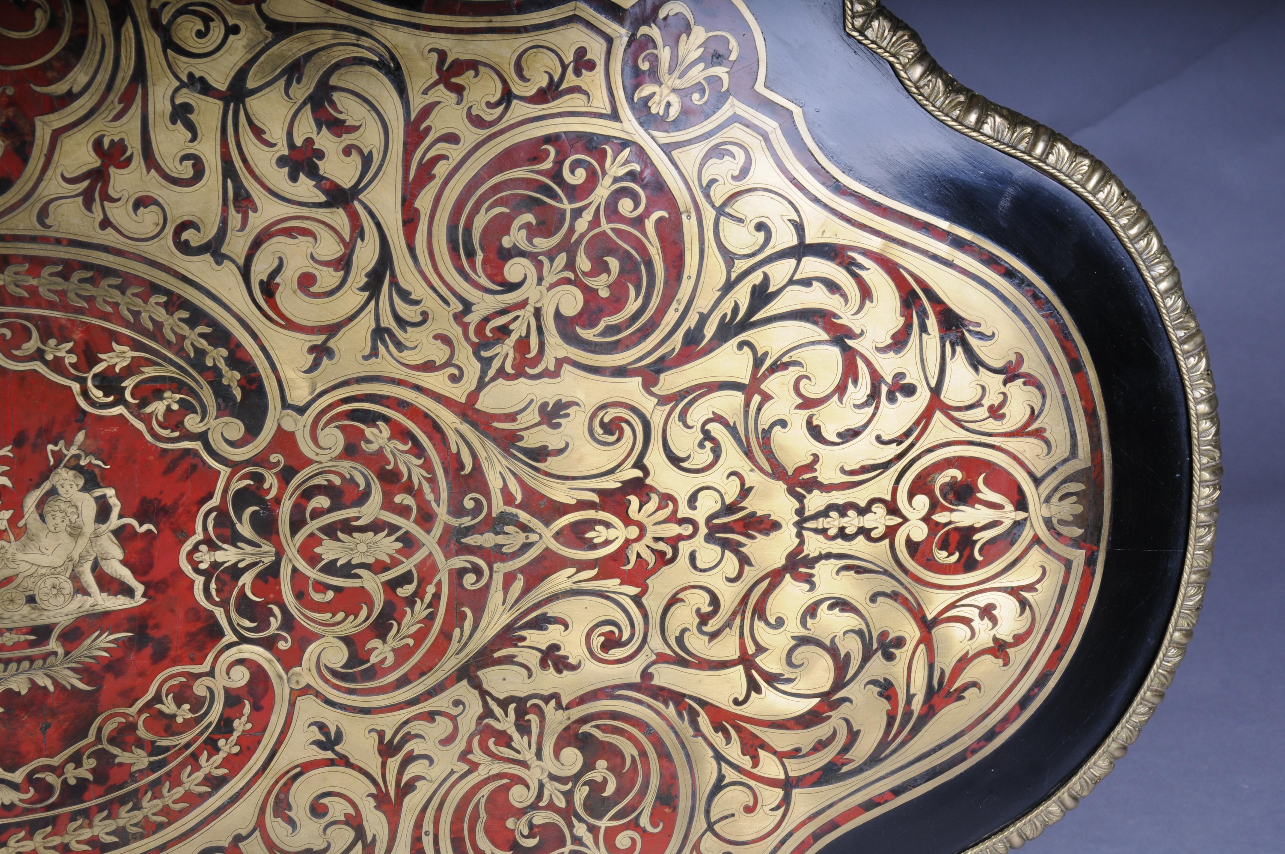 Impressionnante table de salon Napoléon III avec incrustations Boulle vers 1870 en vente 6