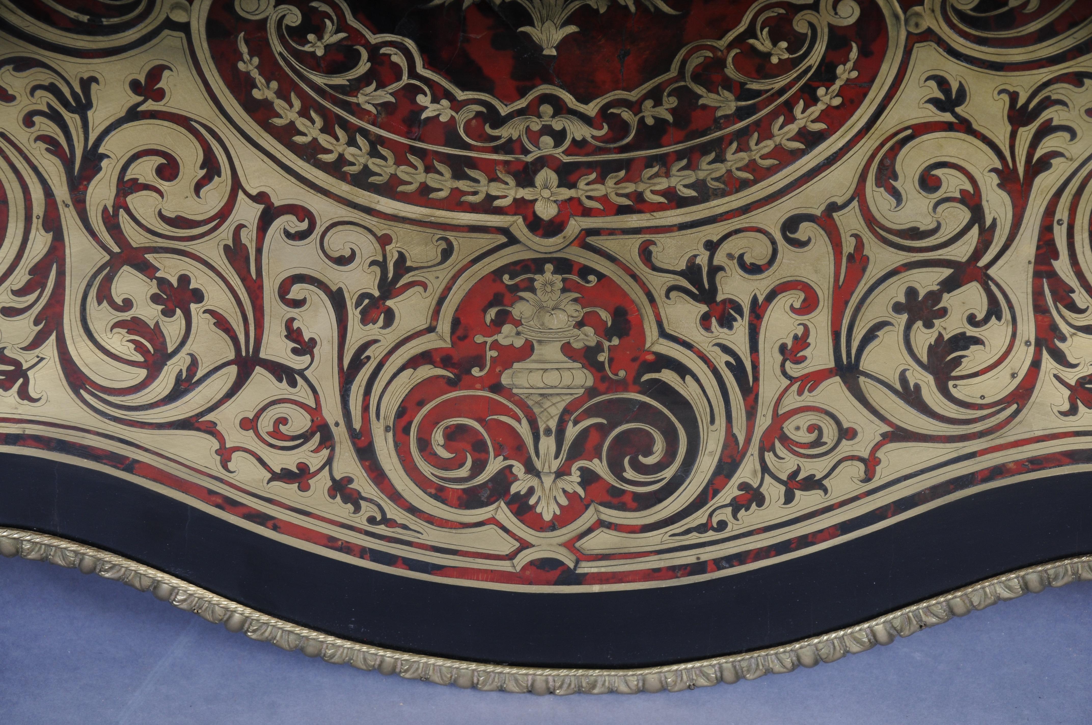 Impressionnante table de salon Napoléon III avec incrustations Boulle vers 1870 en vente 7
