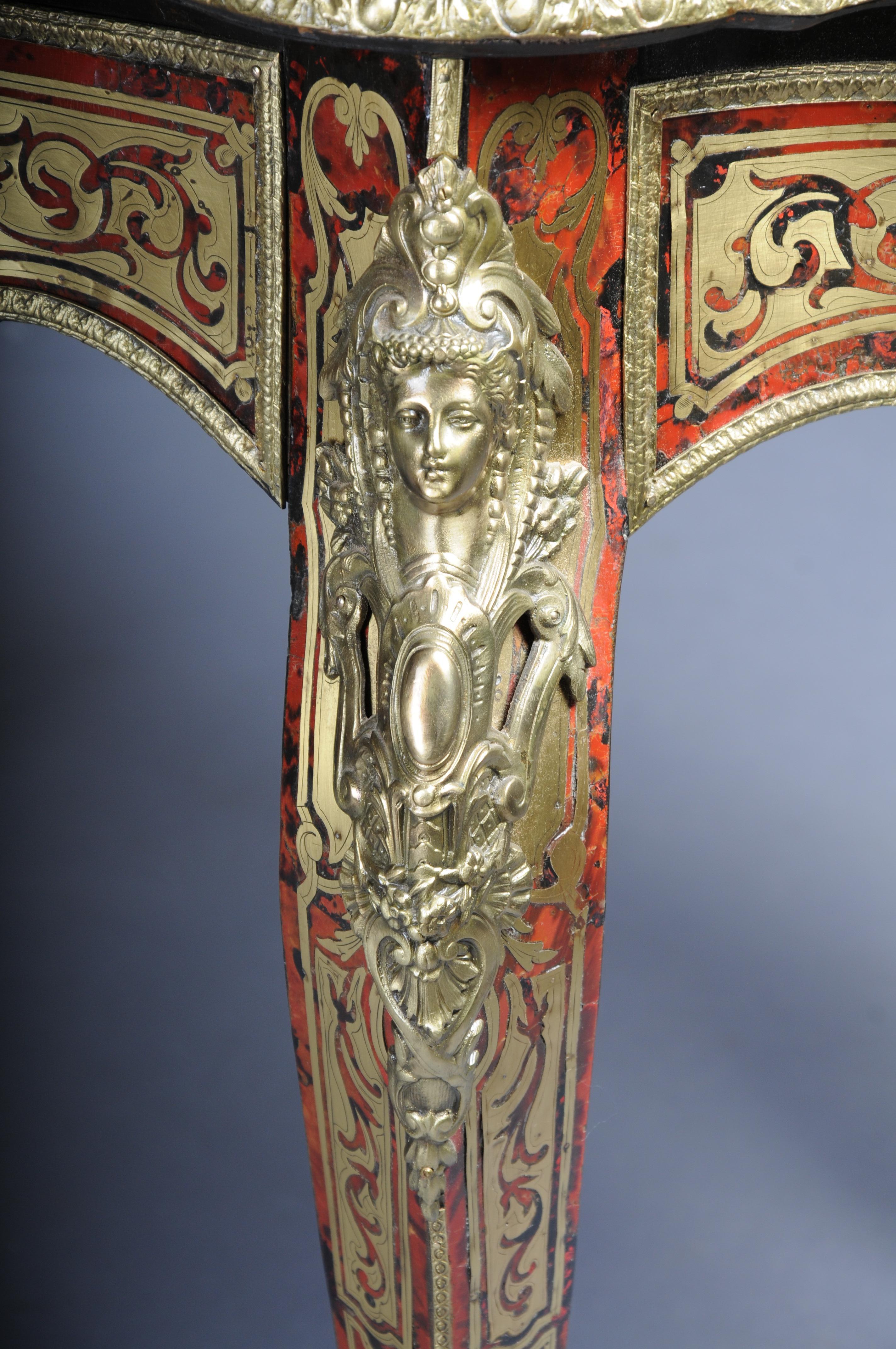 Impressionnante table de salon Napoléon III avec incrustations Boulle vers 1870 en vente 8