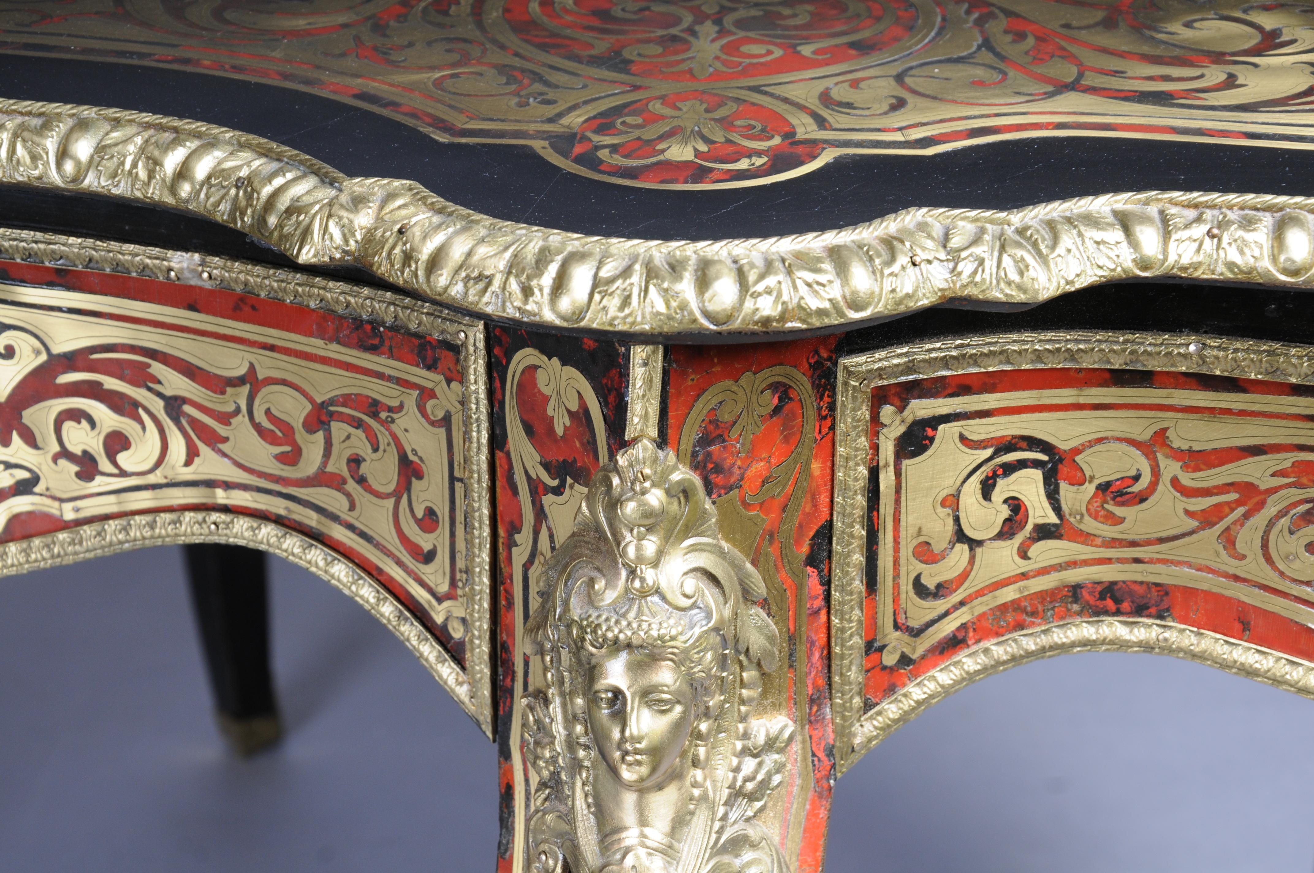 Impressionnante table de salon Napoléon III avec incrustations Boulle vers 1870 en vente 10