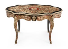 Impressive Napoleon III salon table with Boulle inlays around 1870