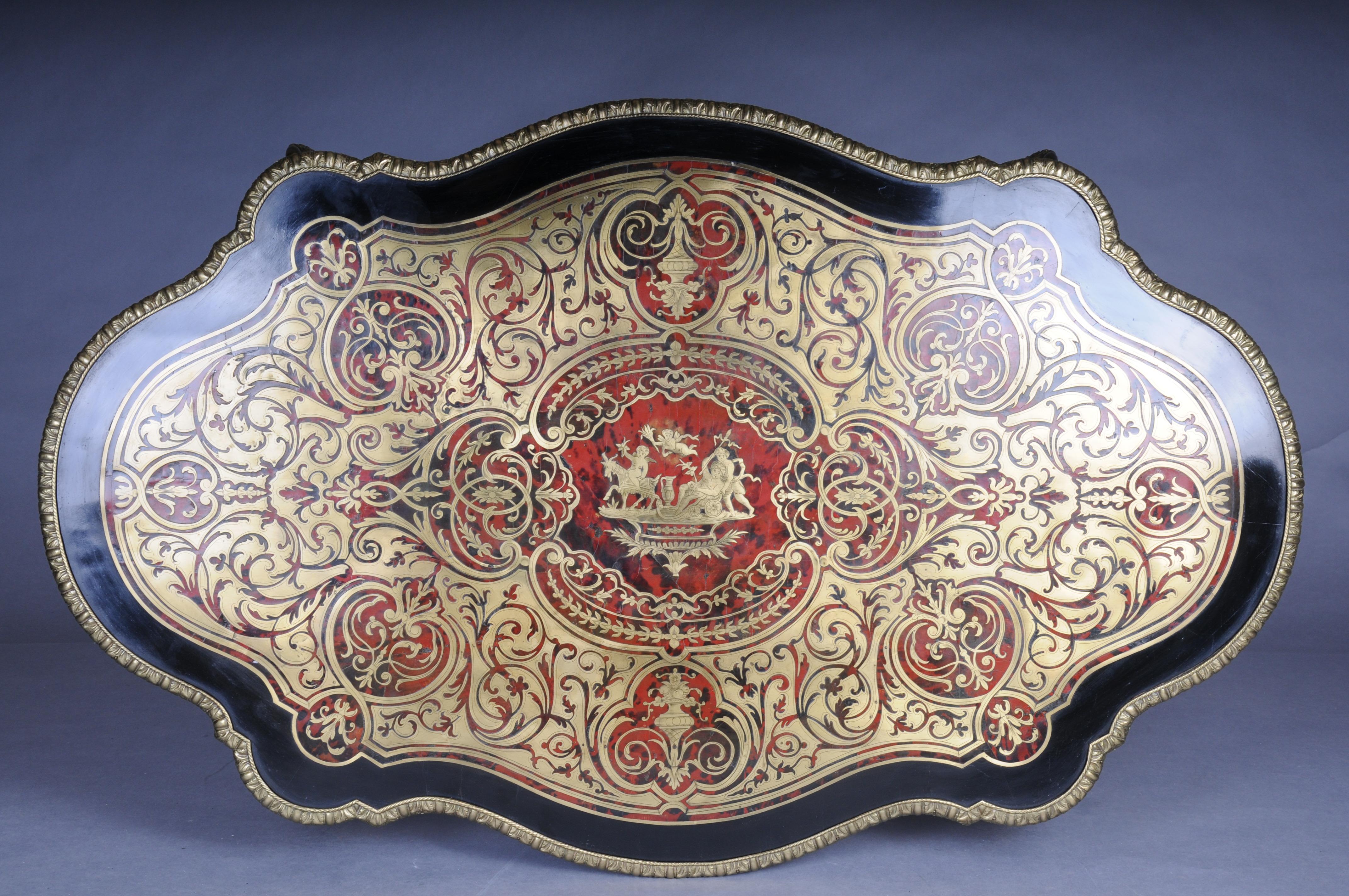 Laiton Impressionnante table de salon Napoléon III avec incrustations Boulle vers 1870 en vente