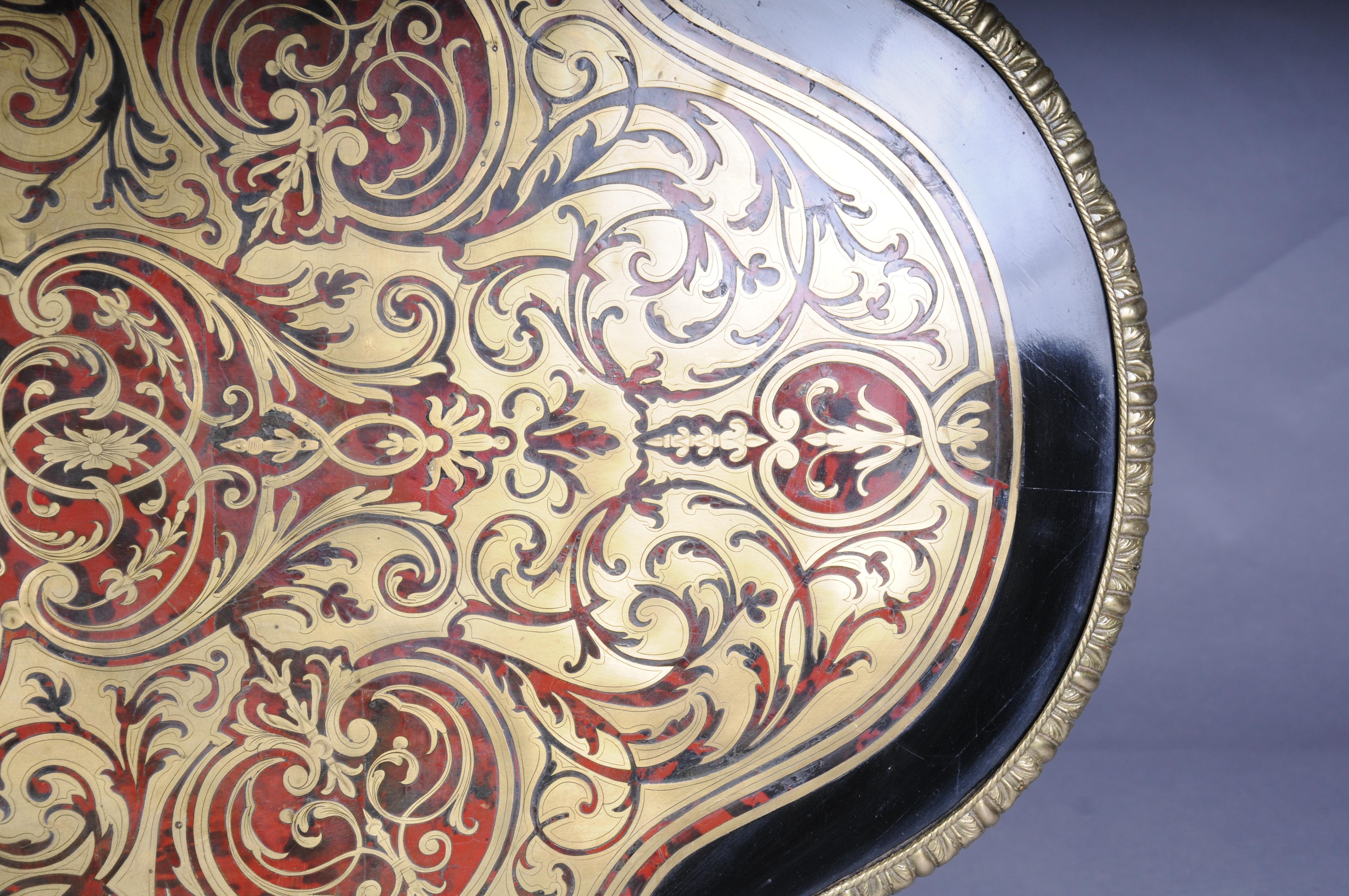 Impressionnante table de salon Napoléon III avec incrustations Boulle vers 1870 en vente 1