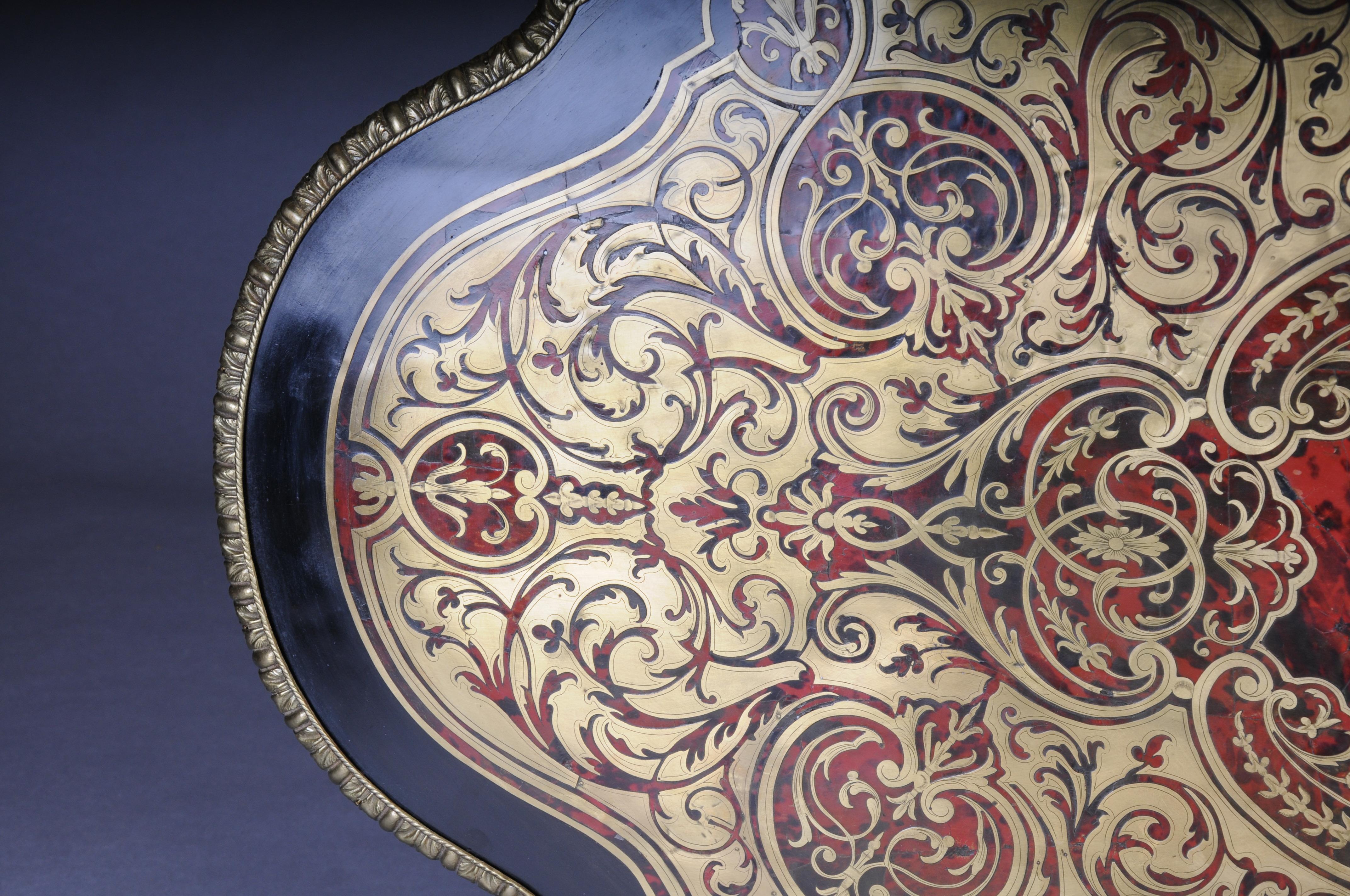 Impressionnante table de salon Napoléon III avec incrustations Boulle vers 1870 en vente 2