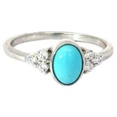 Impressionante anello unisex con incastonatura a castone in turchese naturale, da regalare in A. Silver 925