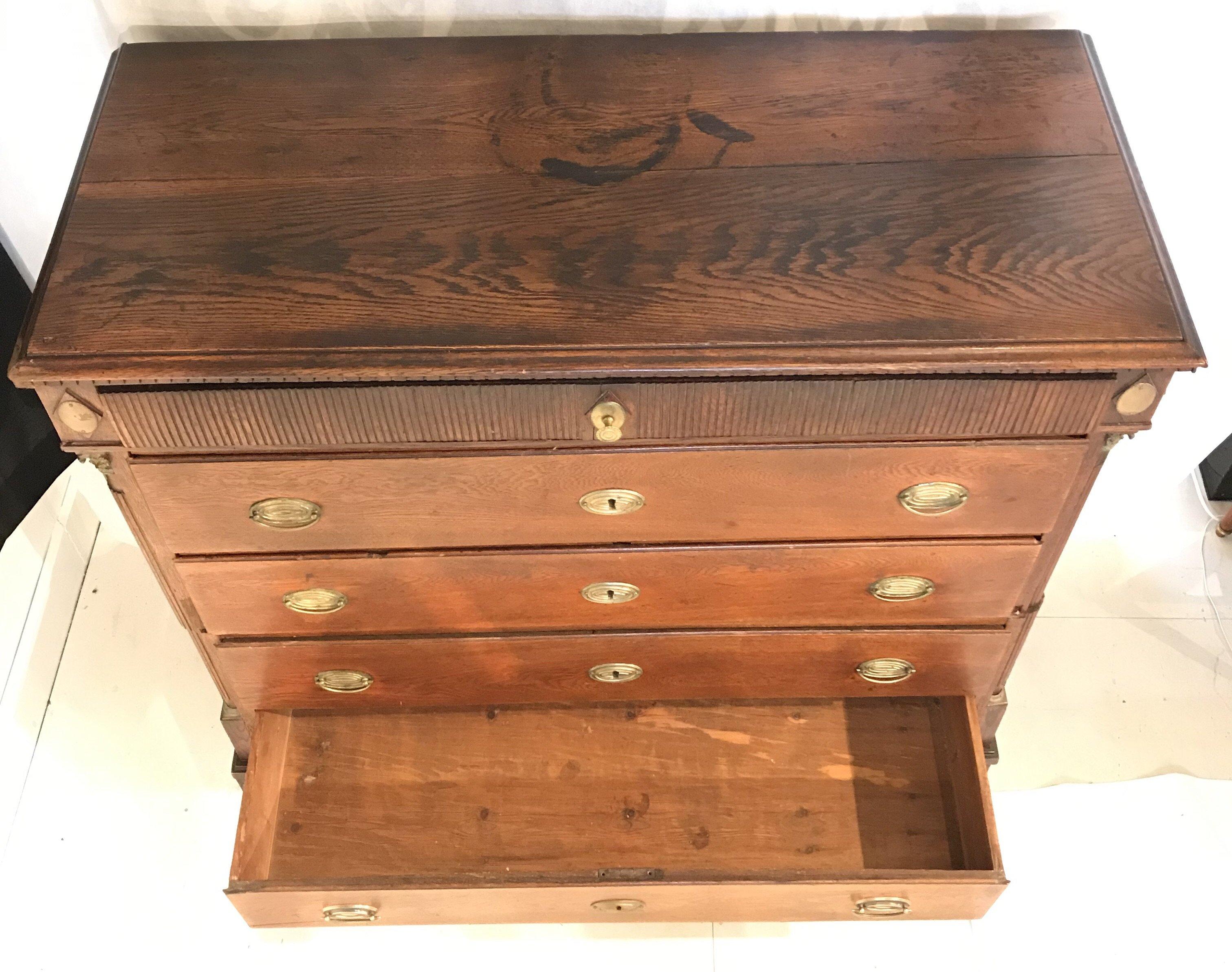Impressive Oak Campaign Style Chest of Drawers 4