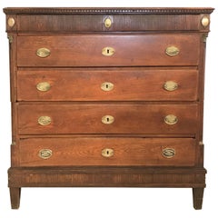 Antique Impressive Oak Campaign Style Chest of Drawers