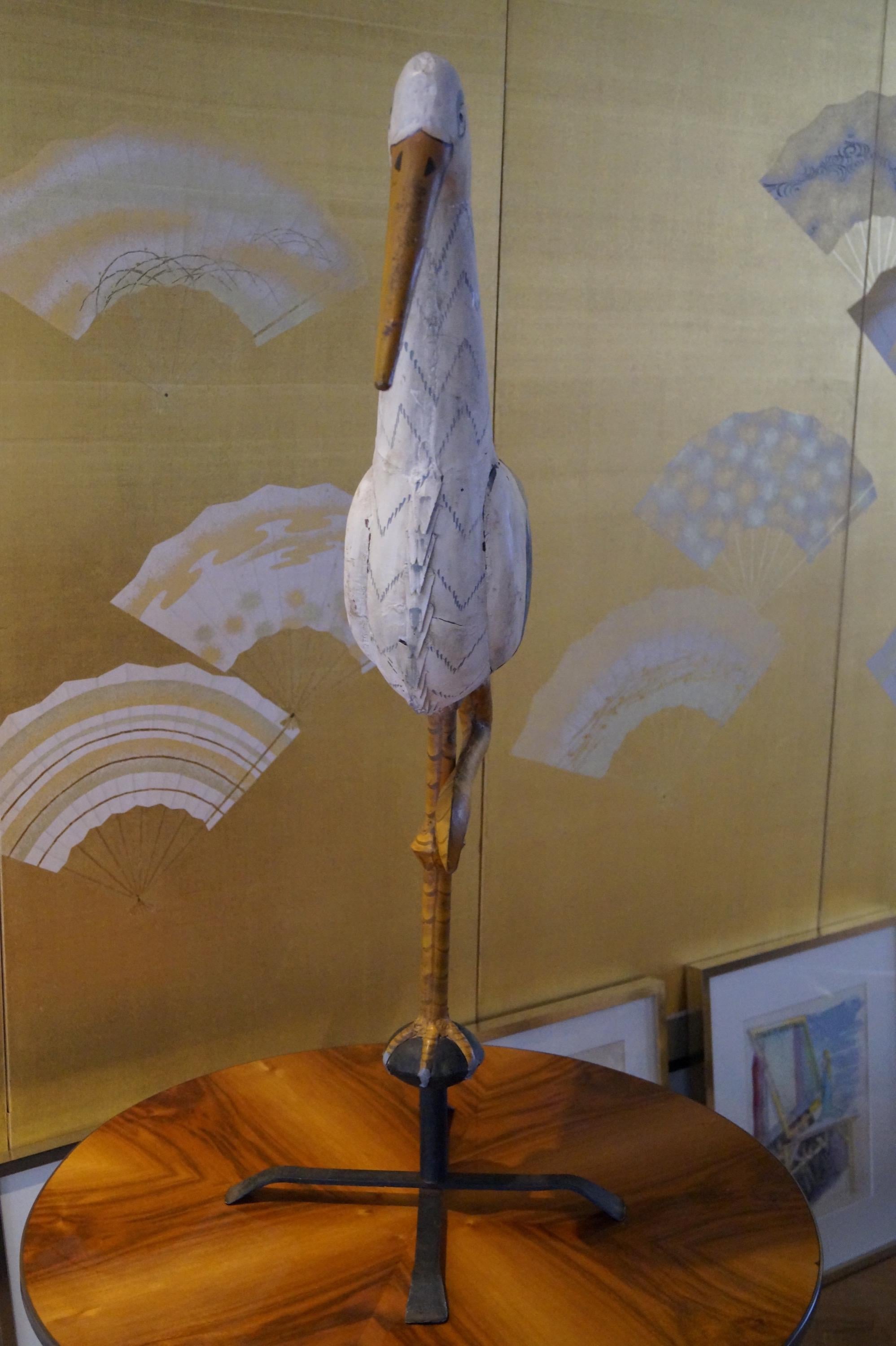 Metal Impressive One Meter High Decorative Stork Bird Weather Vane, France, 1900-1920 For Sale