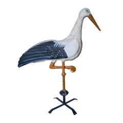 Antique Impressive One Meter High Decorative Stork Bird Weather Vane, France, 1900-1920