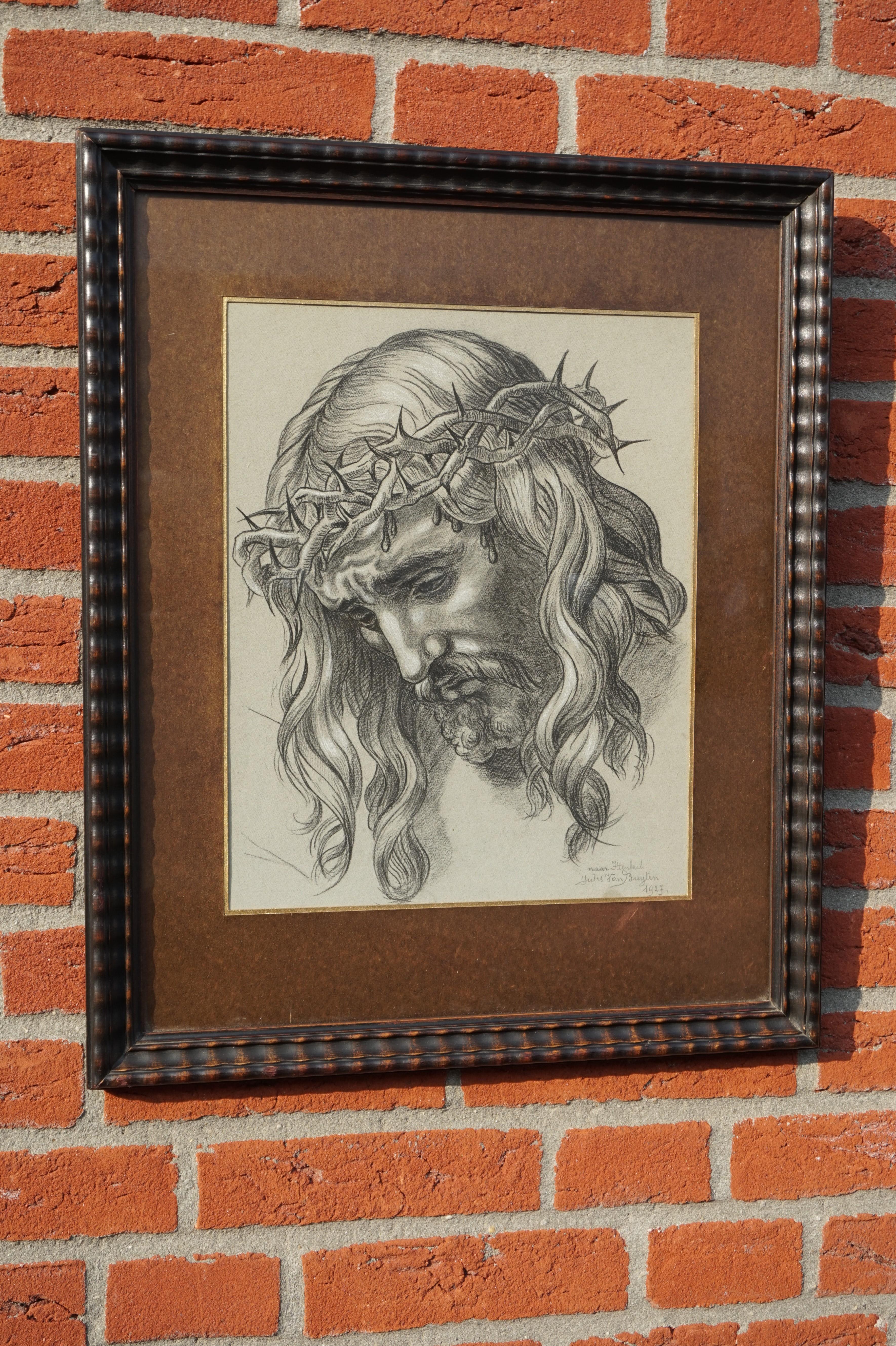 Great quality and excellent condition antique drawing of Jesus in the original wooden frame.

Franz Ittenbach of Germany (1813-1879) was a highly skilled painter and draftsman and his work has always been highly sought after. As is always the case