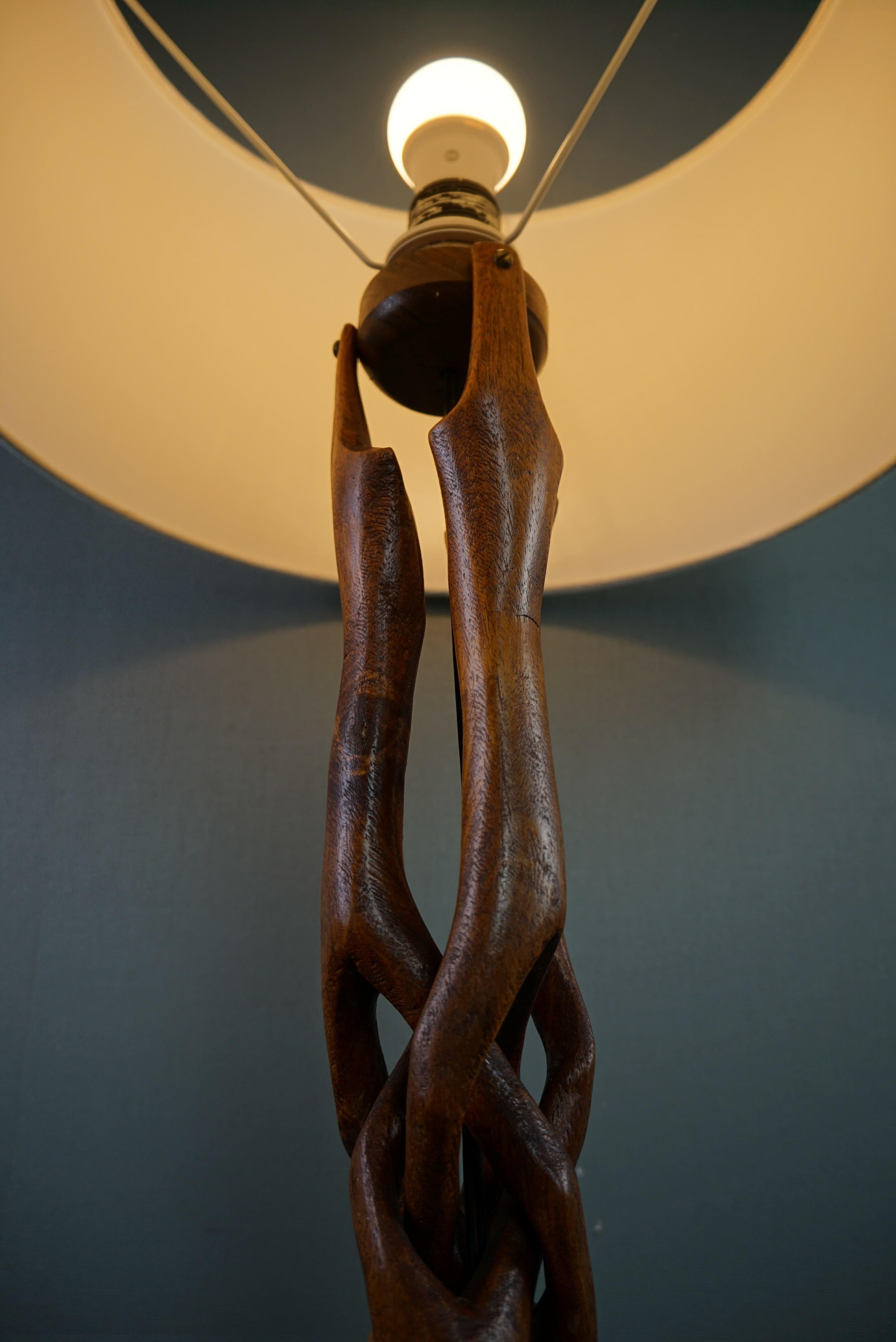 Impressive organic vintage wooden design lamp, 1960 For Sale 2