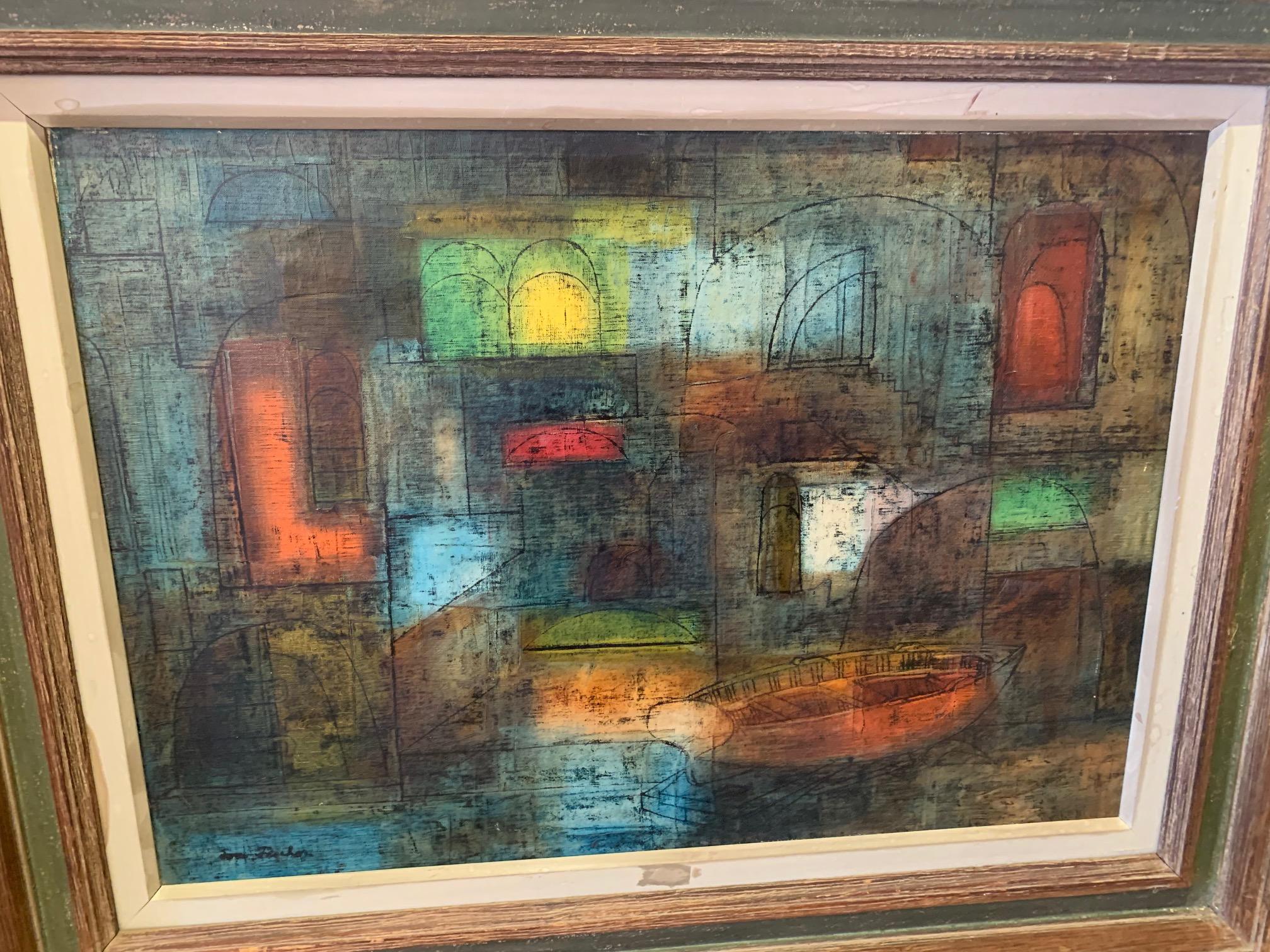 Impressive Original Abstract Painting of Boat In Good Condition In Hopewell, NJ