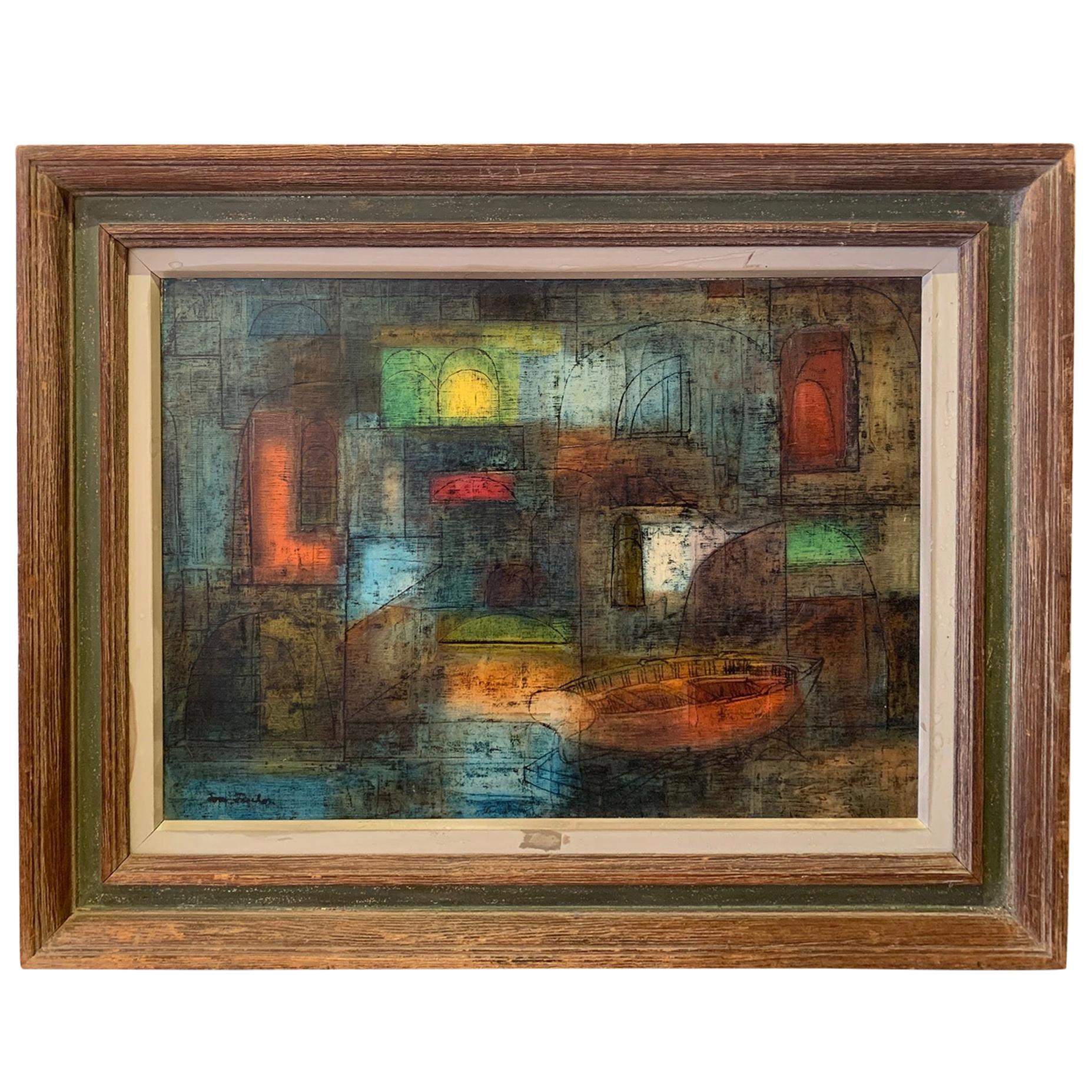 Impressive Original Abstract Painting of Boat