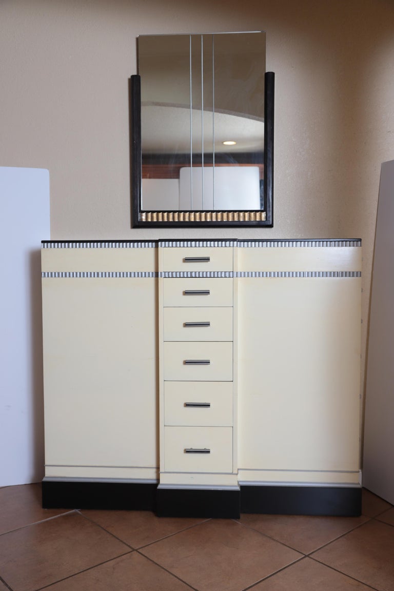 Art Deco Machine Age Skyscraper Kittinger Console Chest, Matching