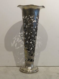 Impressive Original Large 19th Century Shreve Crump and Lowe Silver Trumpet Vase