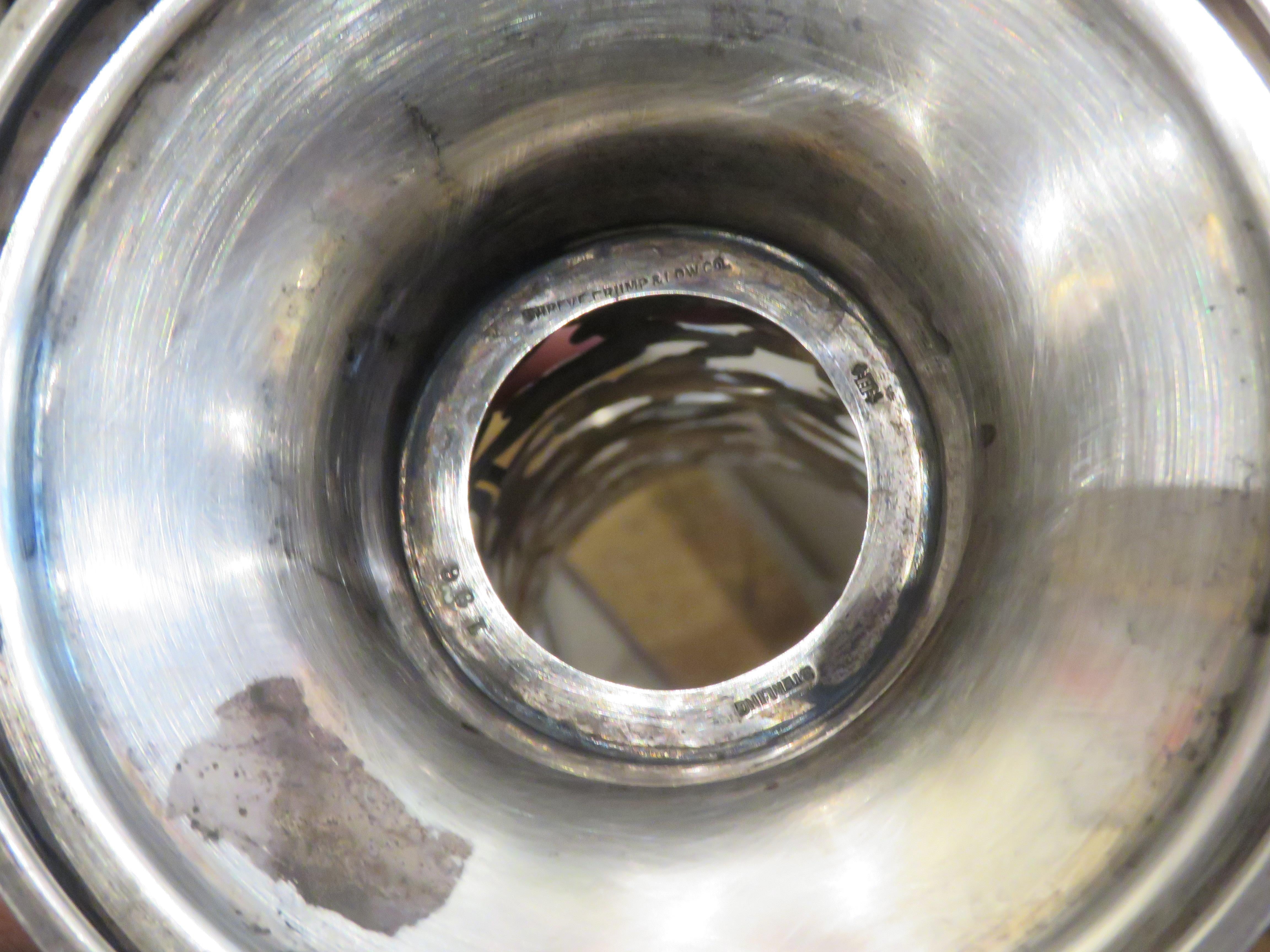 20th Century Impressive Original Large 19th Century Shreve Crump and Lowe Silver Trumpet Vase For Sale