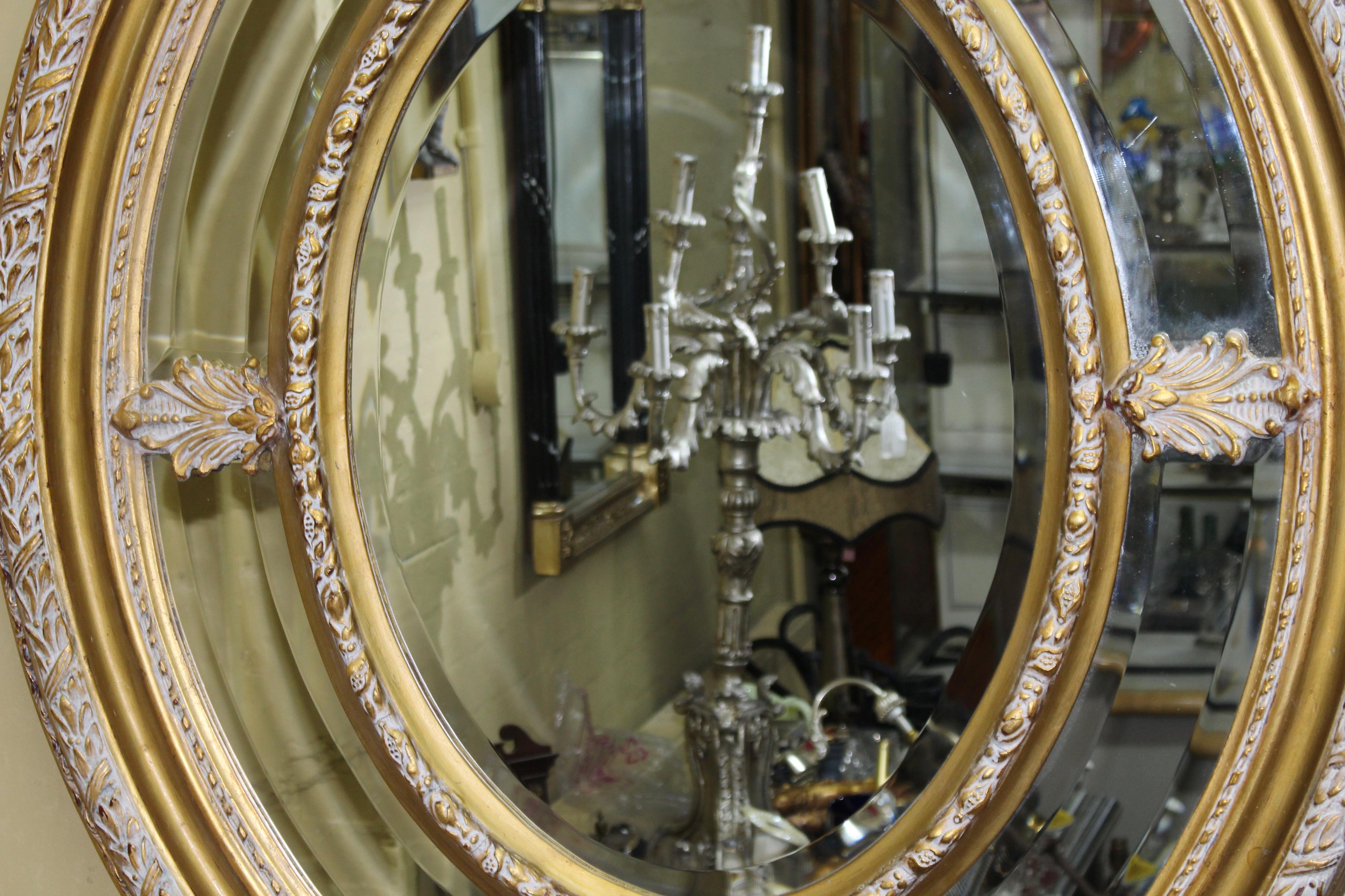 Impressive Oval Carved Gilt Limed Oak Mirror 1