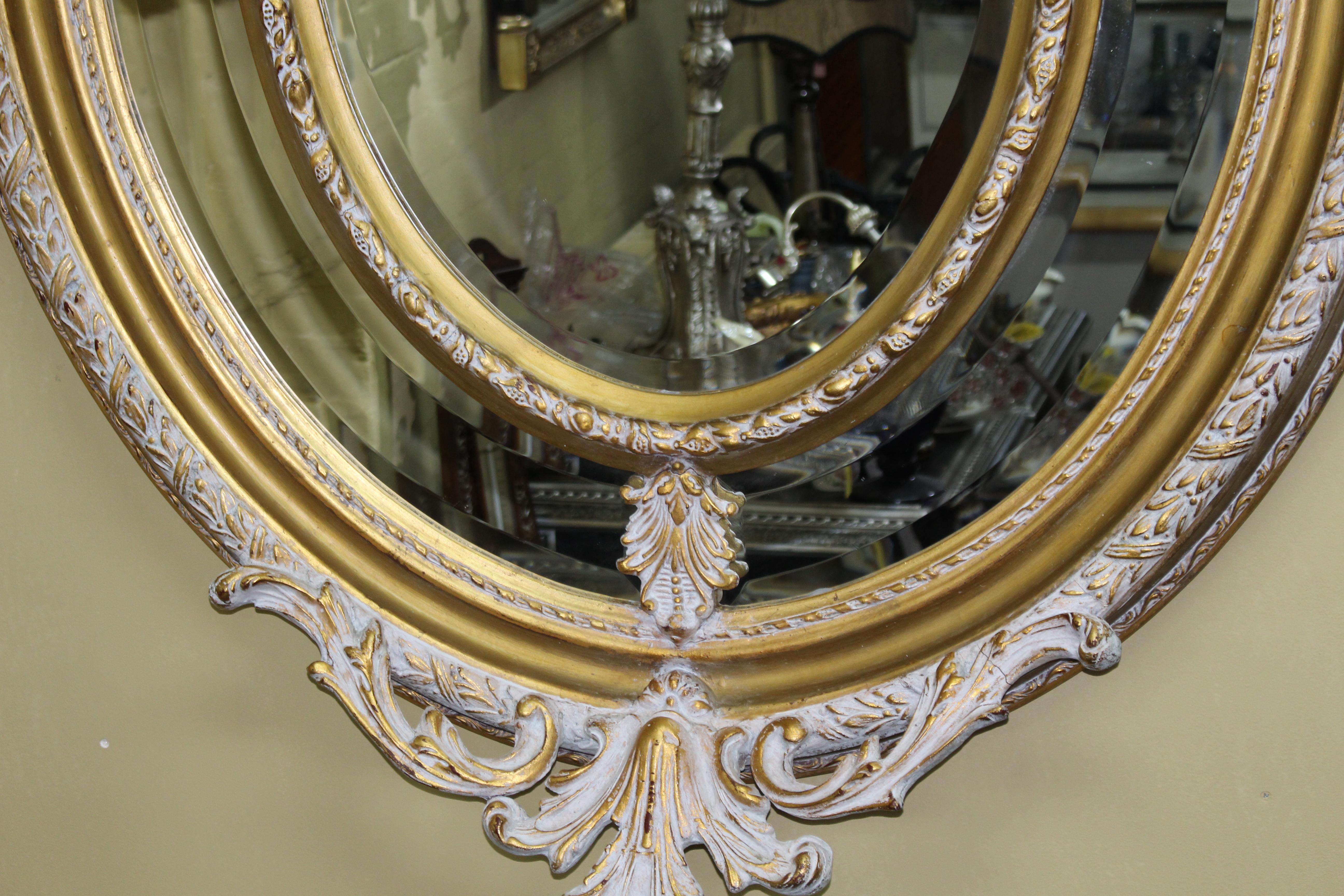 Impressive Oval Carved Gilt Limed Oak Mirror 3