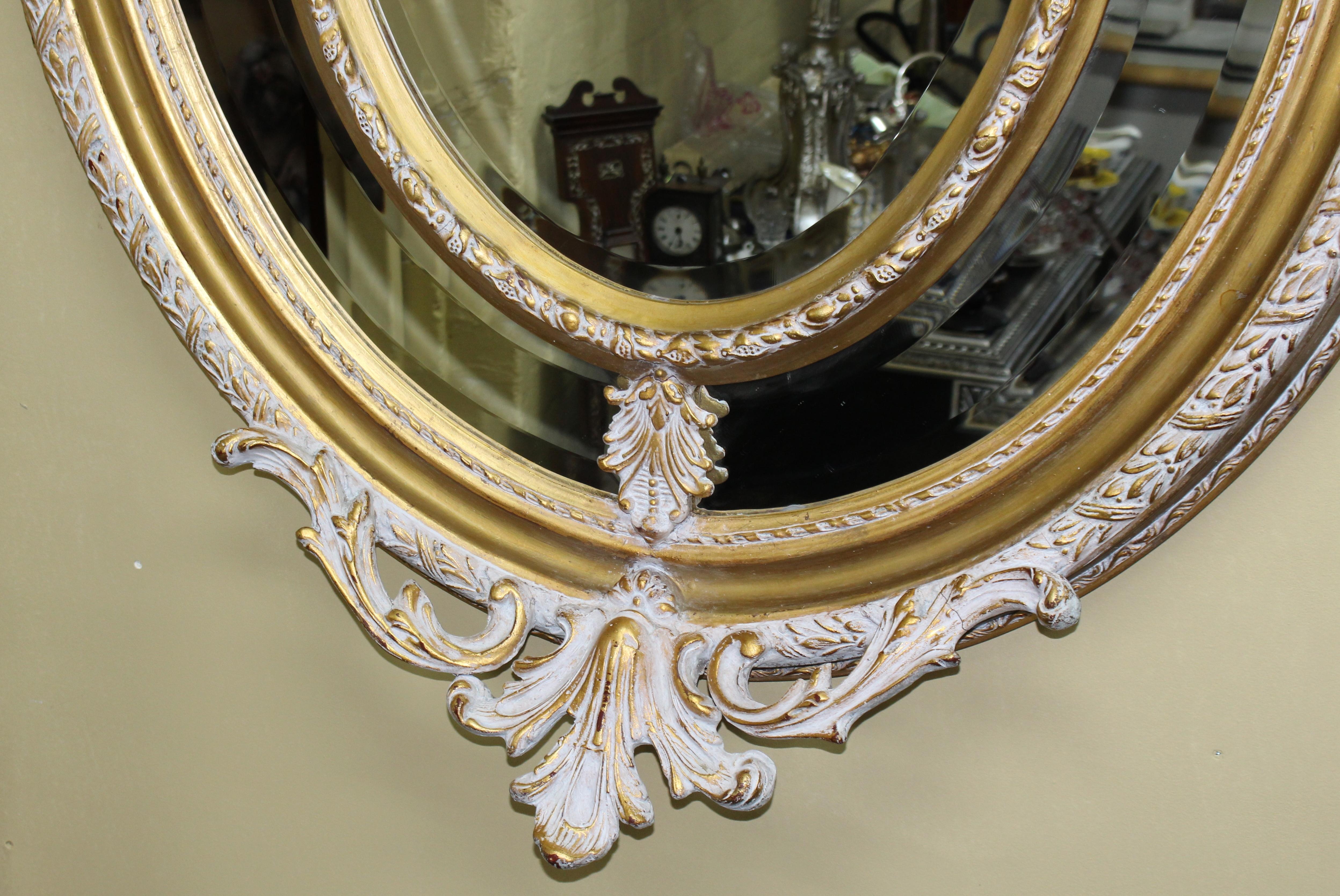 Impressive Oval Carved Gilt Limed Oak Mirror 4