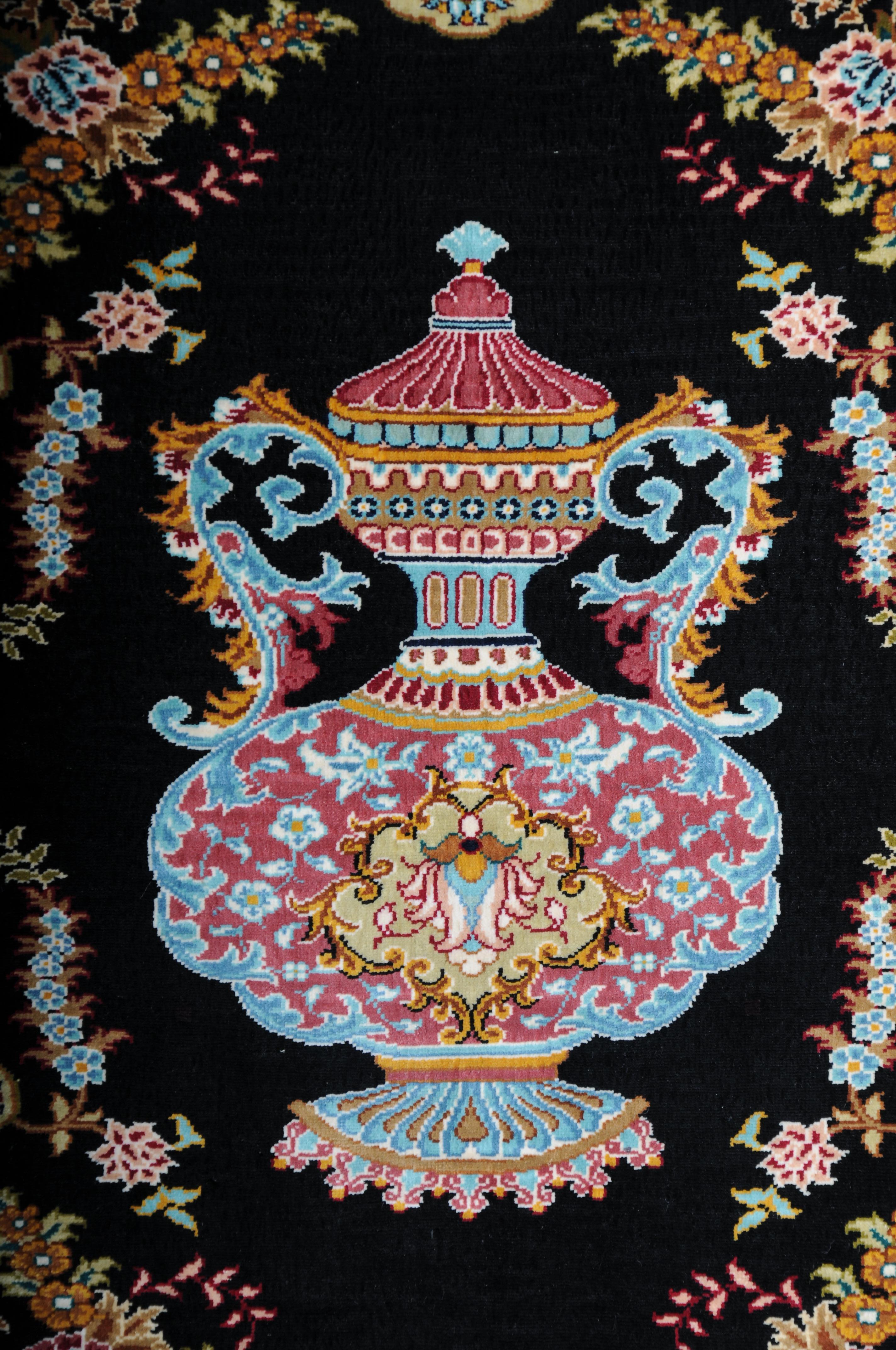Turkish Impressive Ozipek silk carpet/tapestry Hereke signed, 20th Century For Sale