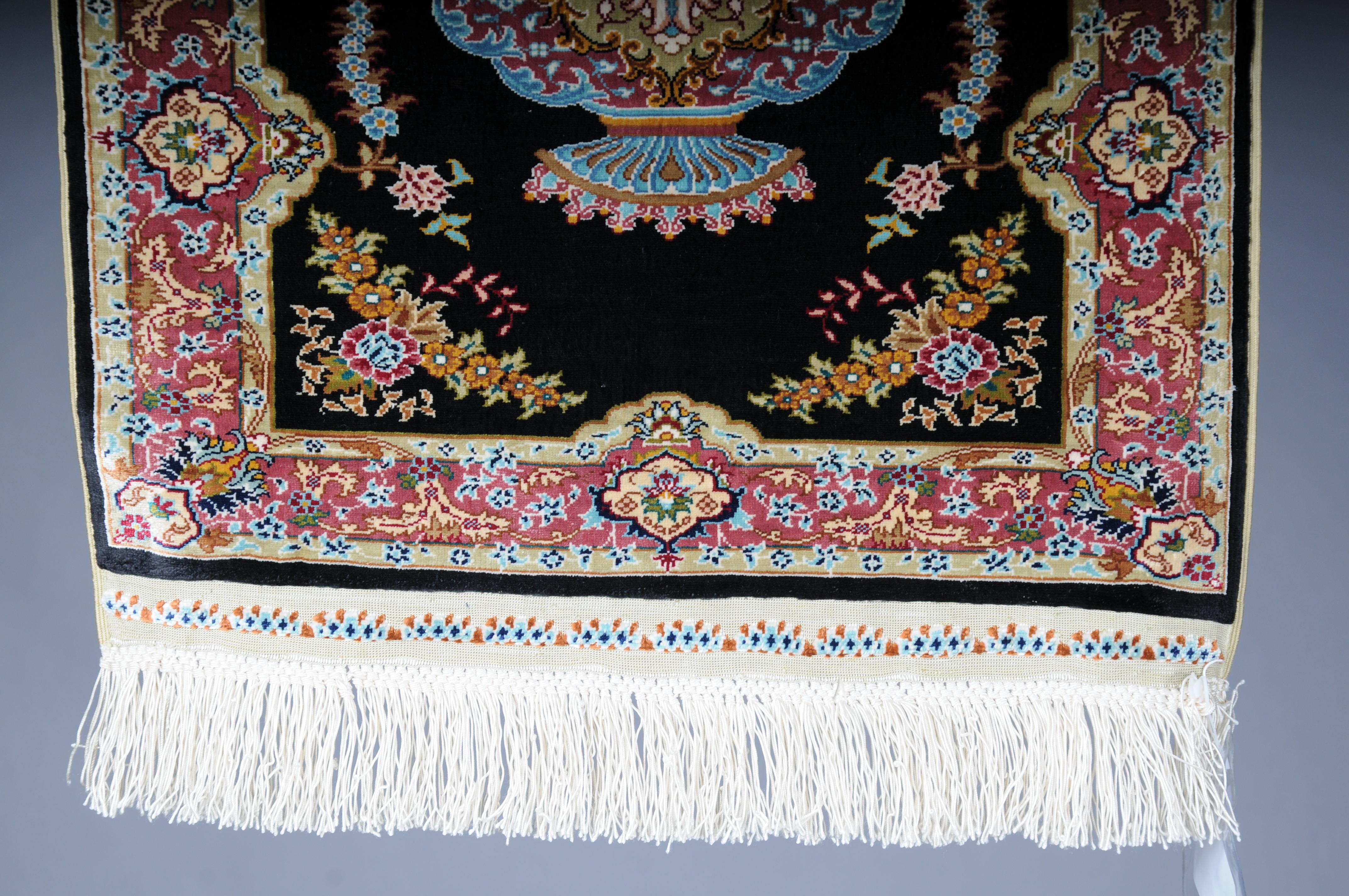 Hand-Knotted Impressive Ozipek silk carpet/tapestry Hereke signed, 20th Century For Sale