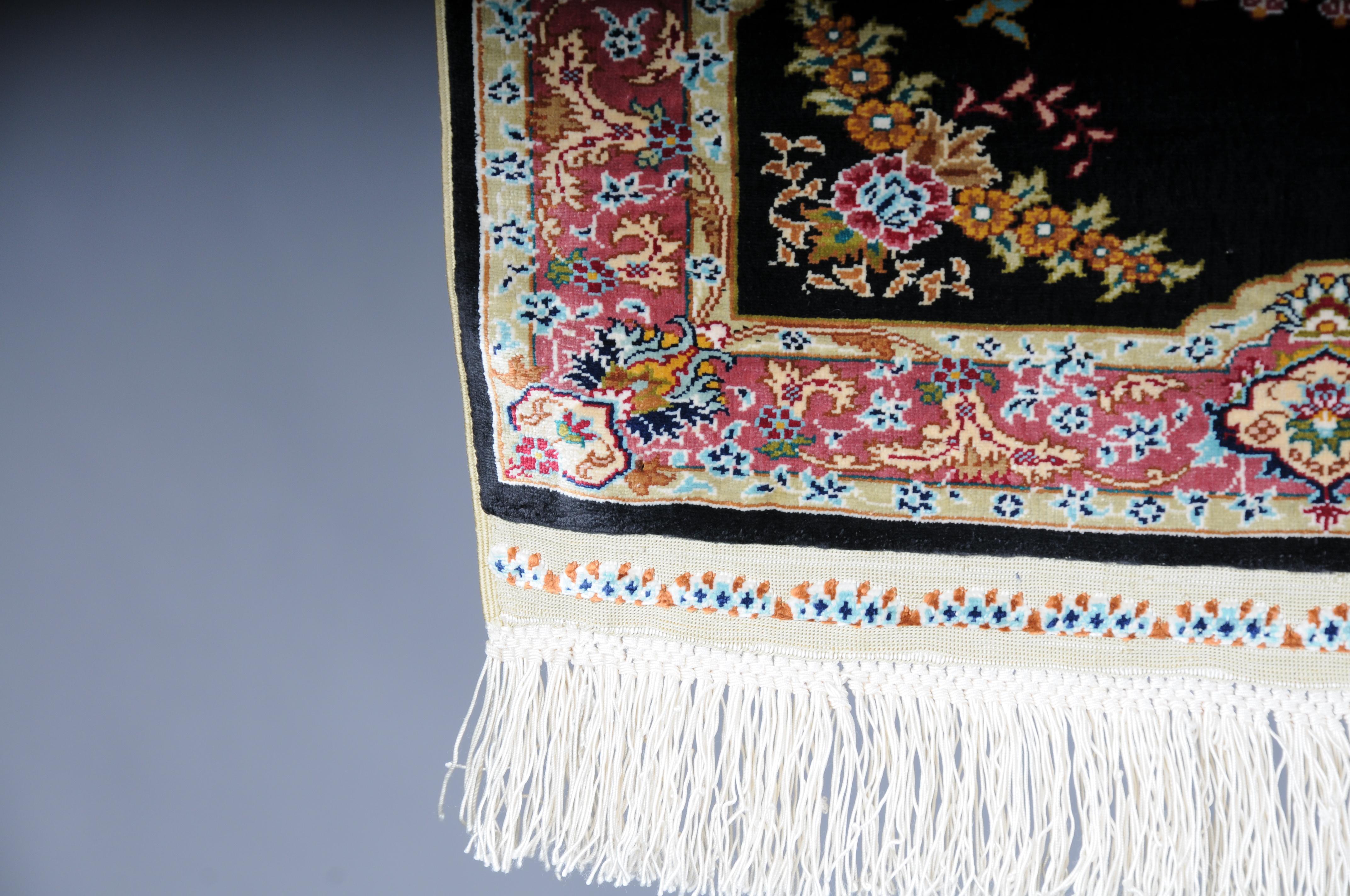Impressive Ozipek silk carpet/tapestry Hereke signed, 20th Century For Sale 1