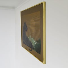 Impressionnante peinture d'une panthère noire au coucher du soleil par Franco pour Artmeister Studio