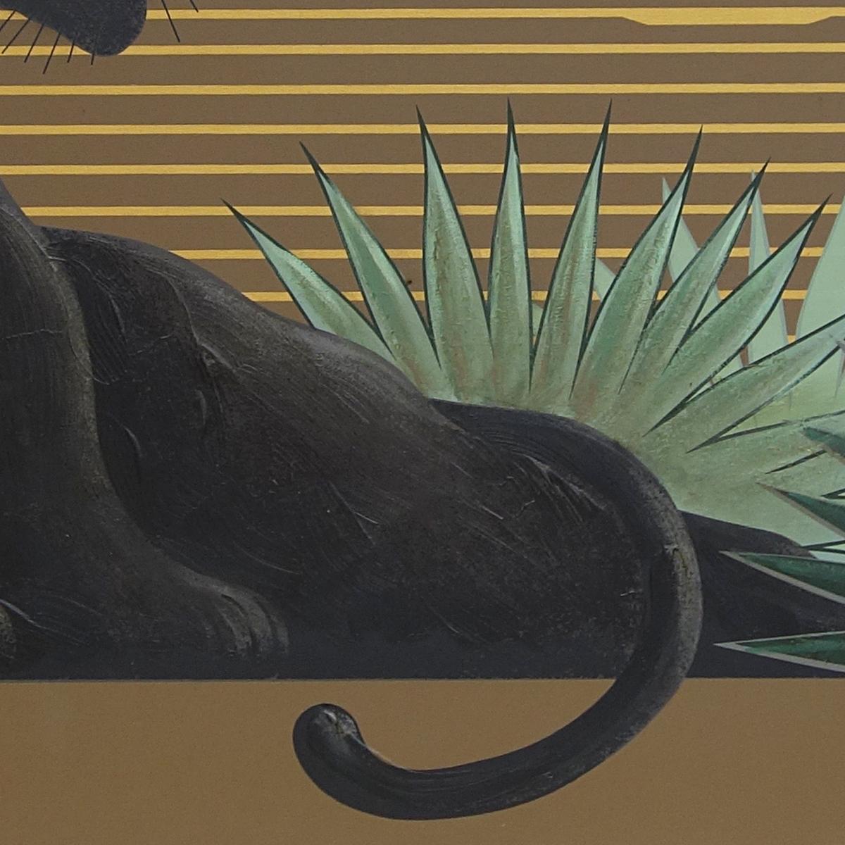 Art Deco Impressive Painting of a Black Panther at Sunset by Franco for Artmeister Studio