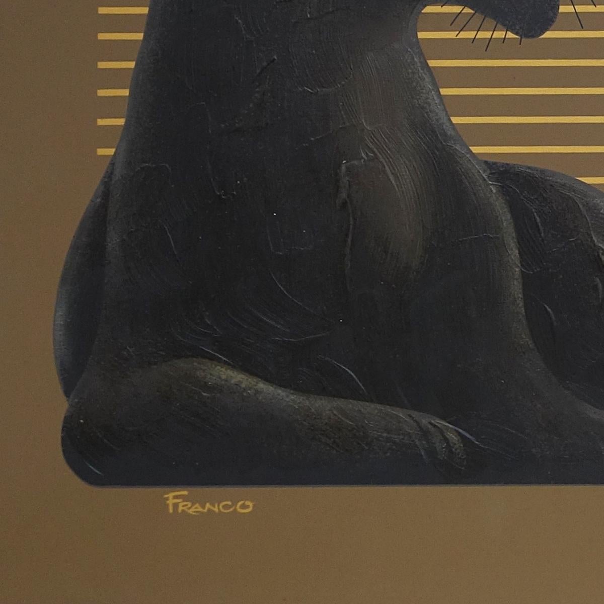Dutch Impressive Painting of a Black Panther at Sunset by Franco for Artmeister Studio
