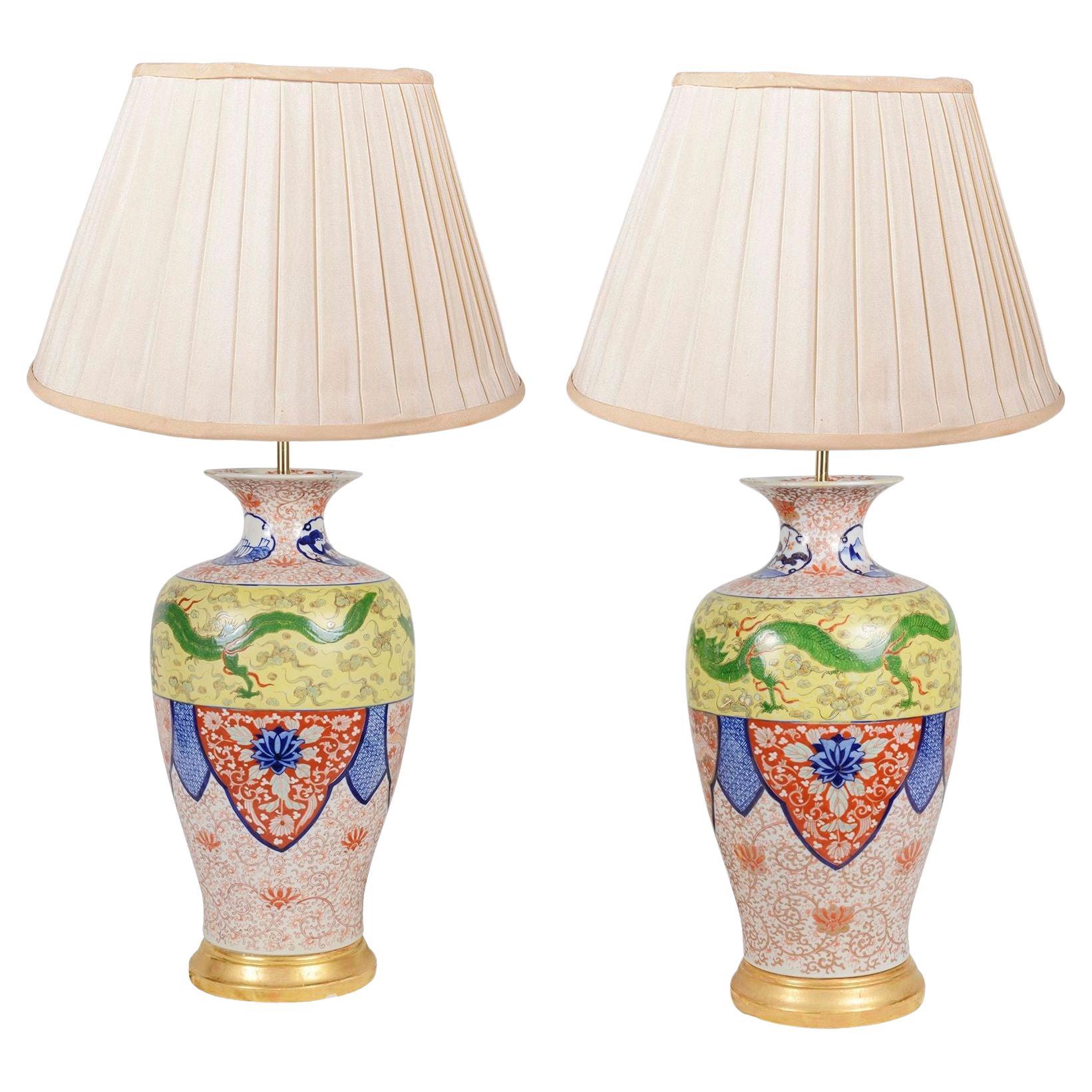 Impressive Pair 19th Century Imari Lidded Vases For Sale