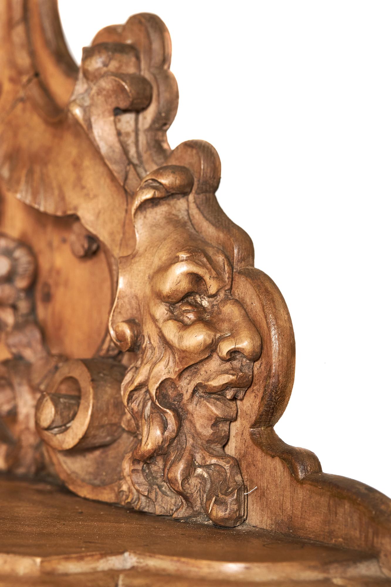 Impressive Pair C19th Italian Limewood Carved Corner Shelves For Sale 13
