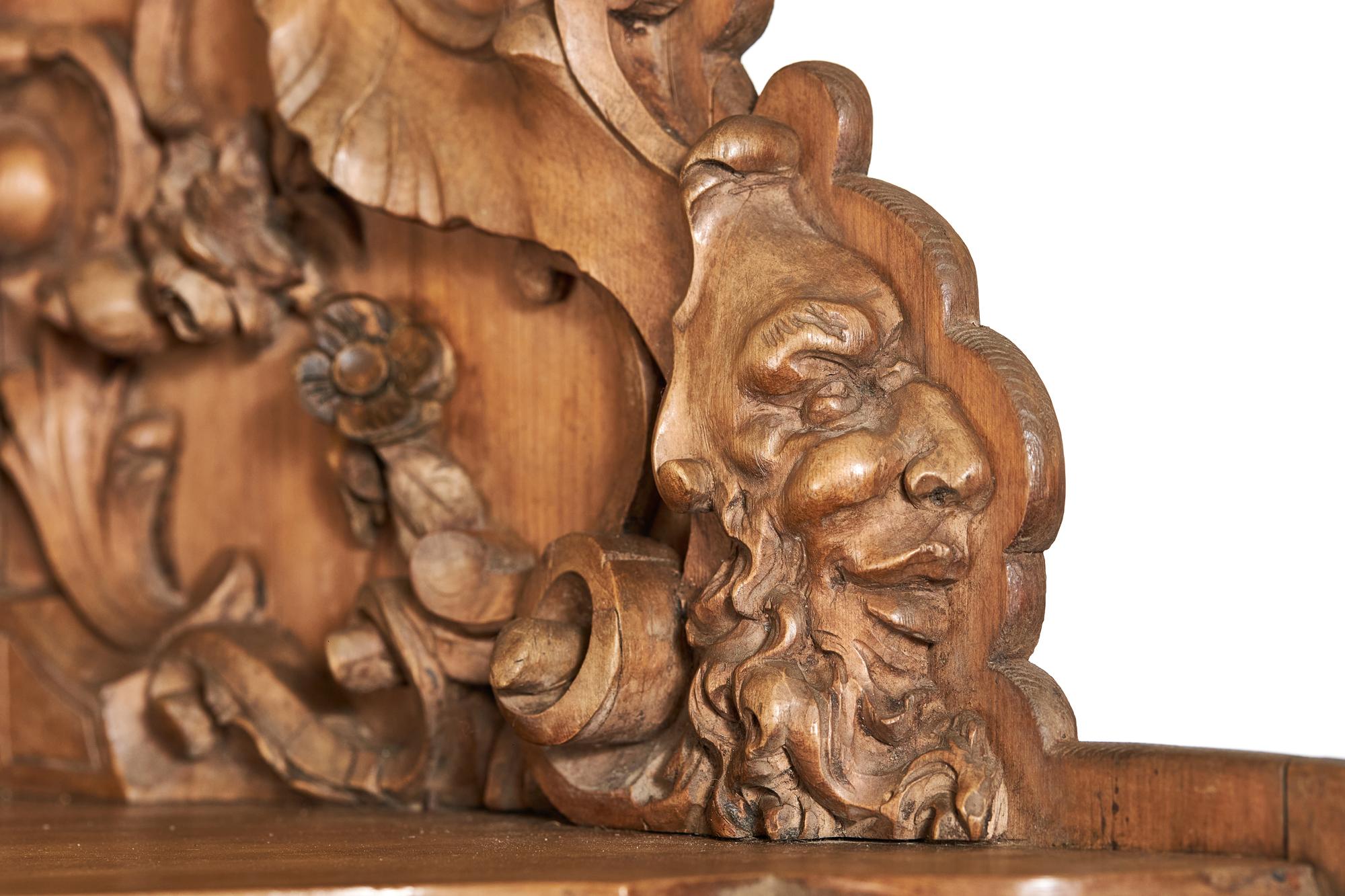 Early 19th Century Impressive Pair C19th Italian Limewood Carved Corner Shelves For Sale